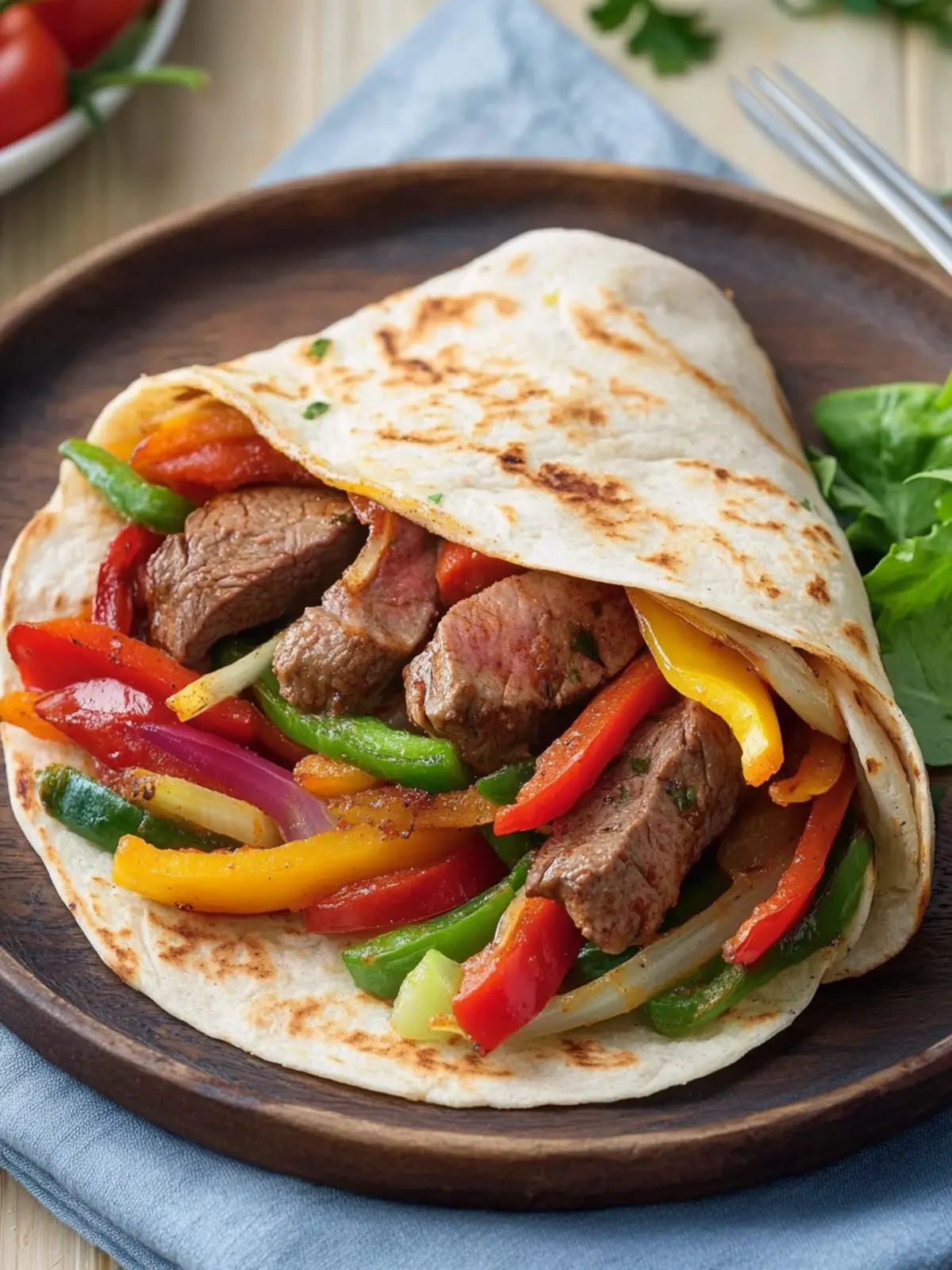 Niedrig-Kohlenhydrat Steak Fajita Roll-Ups