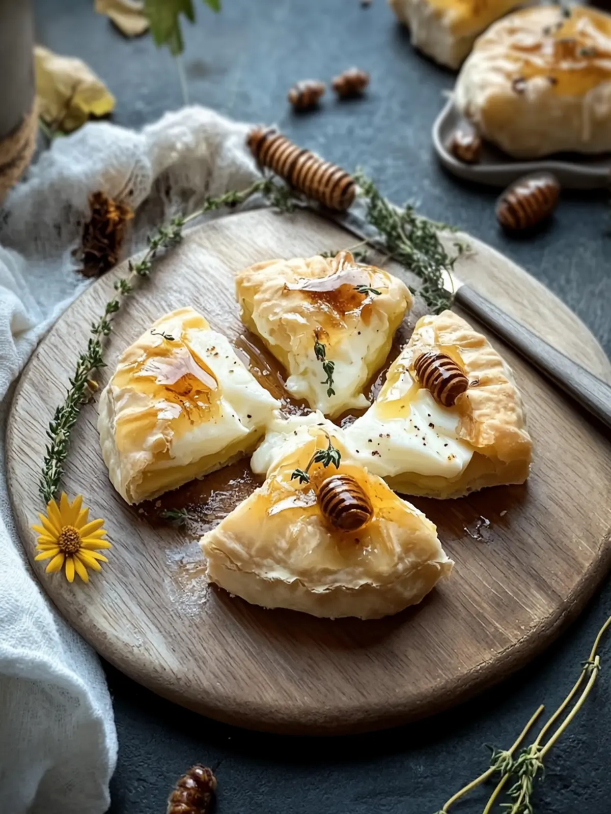 Kürbisgewürz heiße Honig Brie Bissen