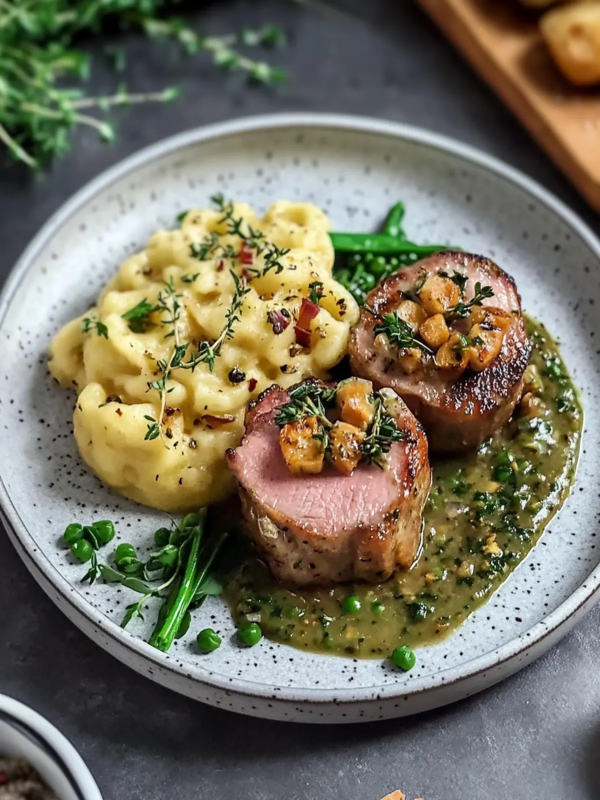 Schweinefiletmedaillons mit Pfefferkornsauce und Spätzle