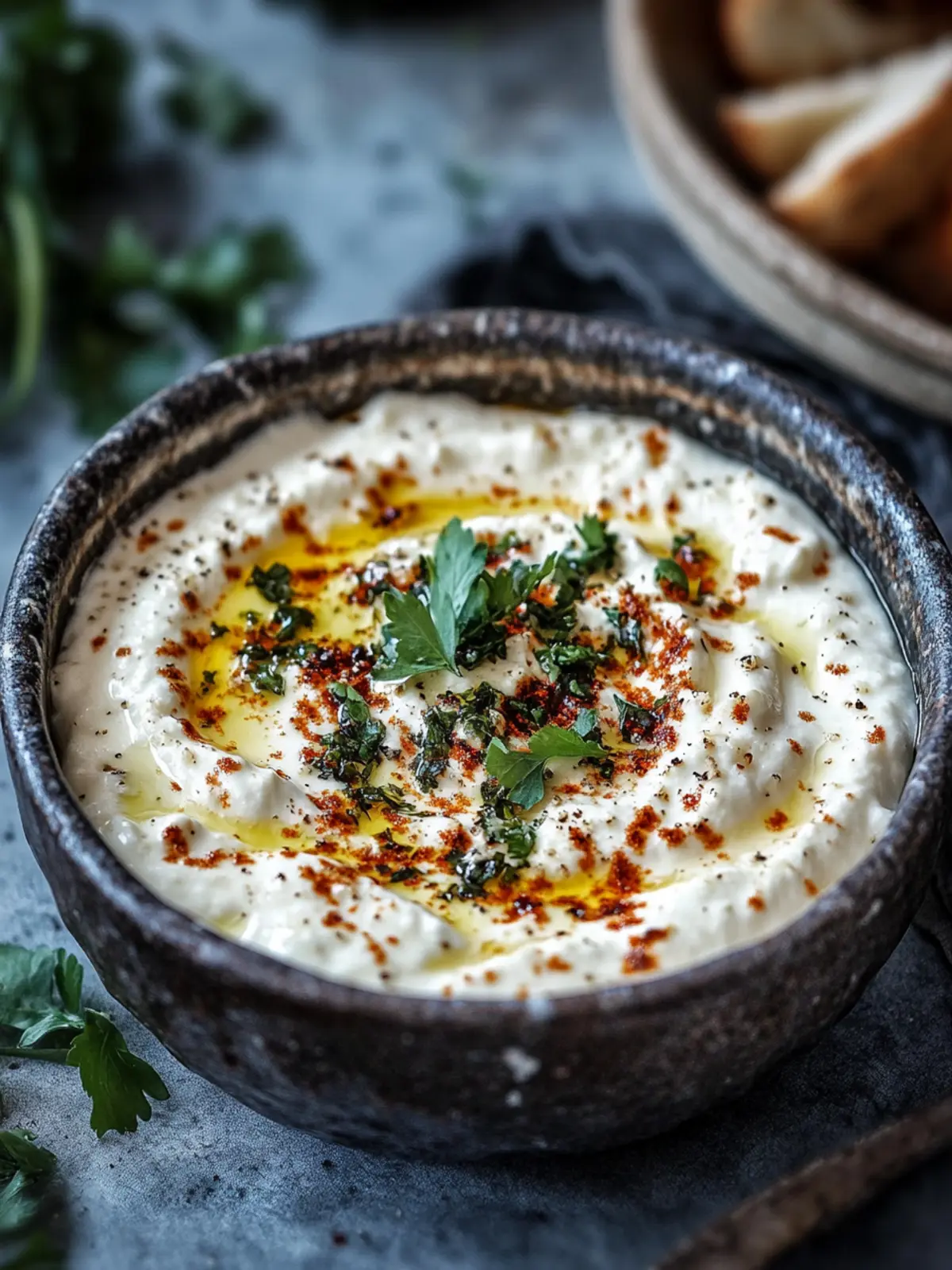 Herzhafter türkischer würziger gebackener Käse-Dip