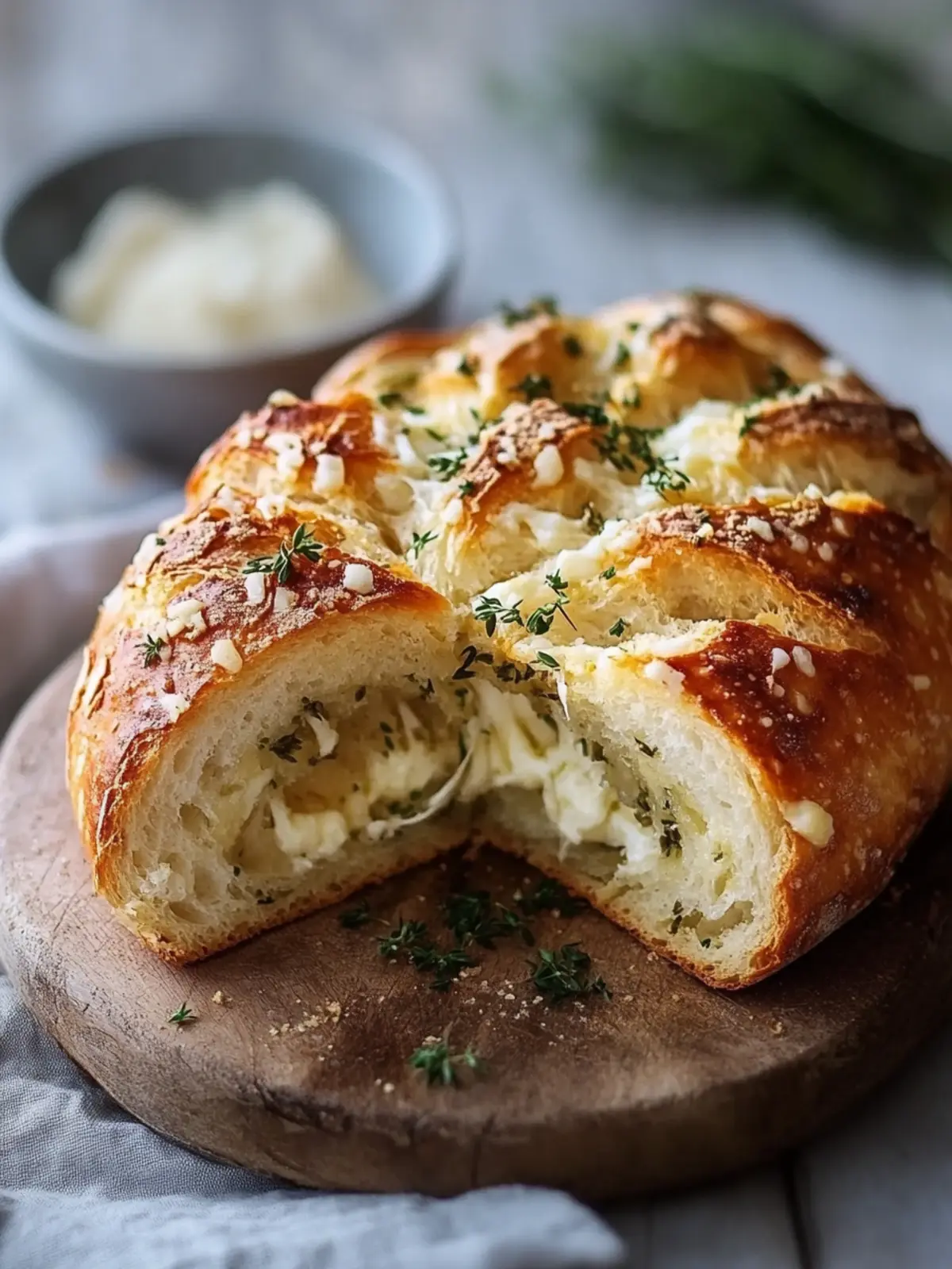 Gedrehtes Knoblauch-Kräuter-Käsebrot