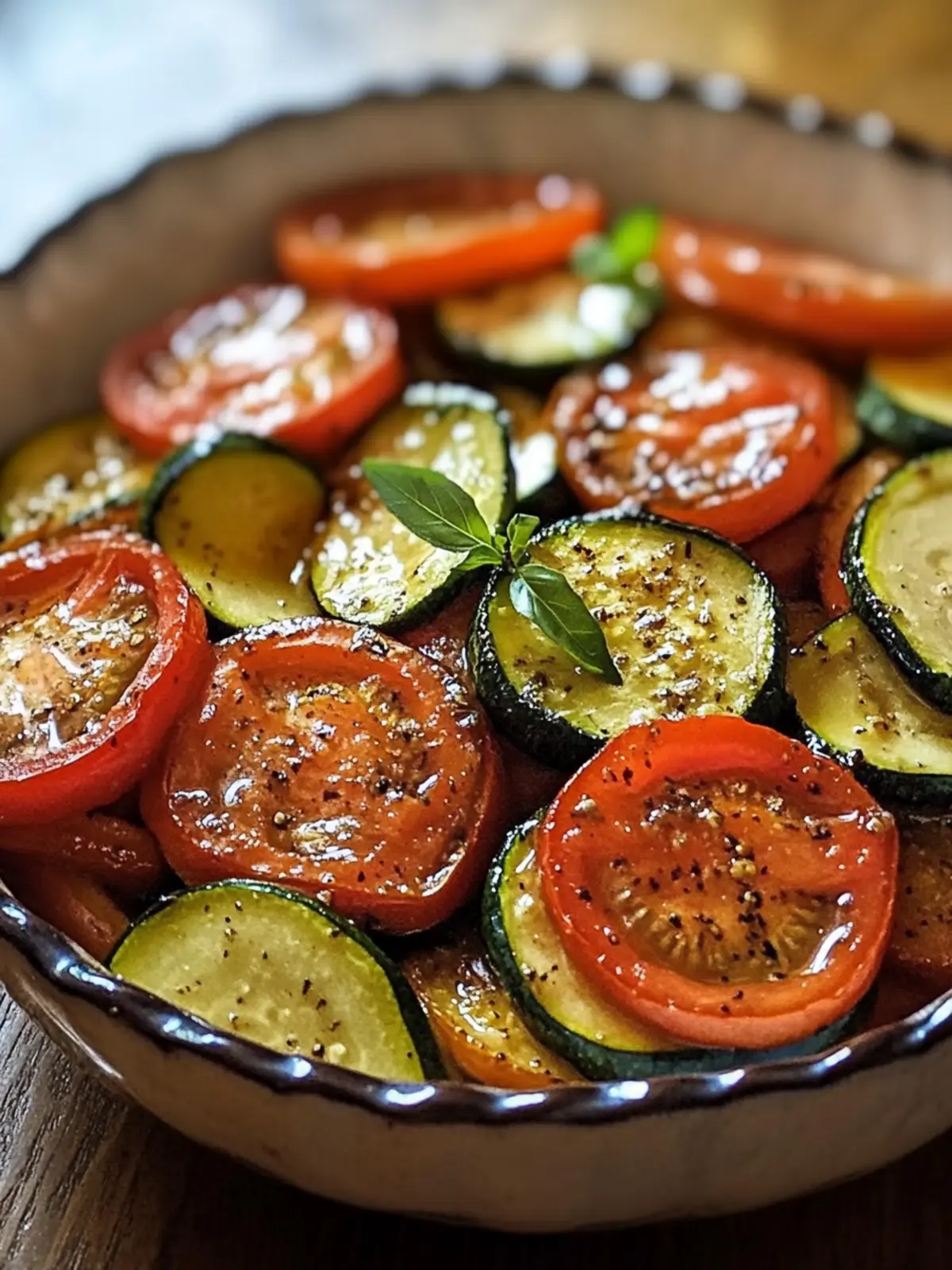 Zucchini und Tomaten Tian mit karamellisierten Zwiebeln – rustikal, farbenfroh und geschmackvoll
