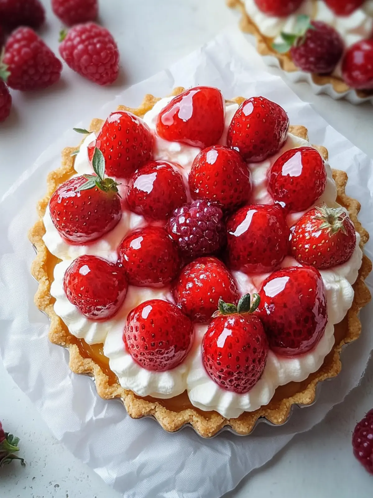 Muerbe-Törtchen mit Erdbeeren und Mascarpone-Creme