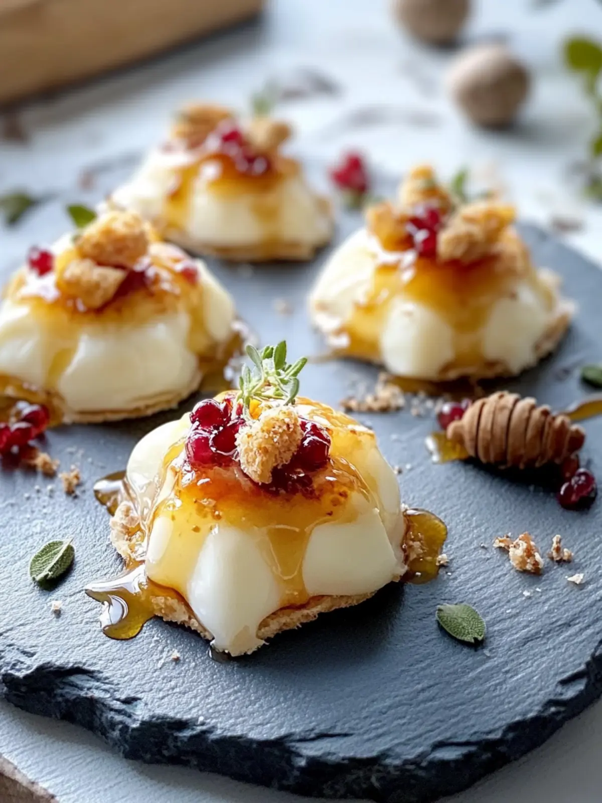 Kürbisgewürz heiße Honig Brie Bissen
