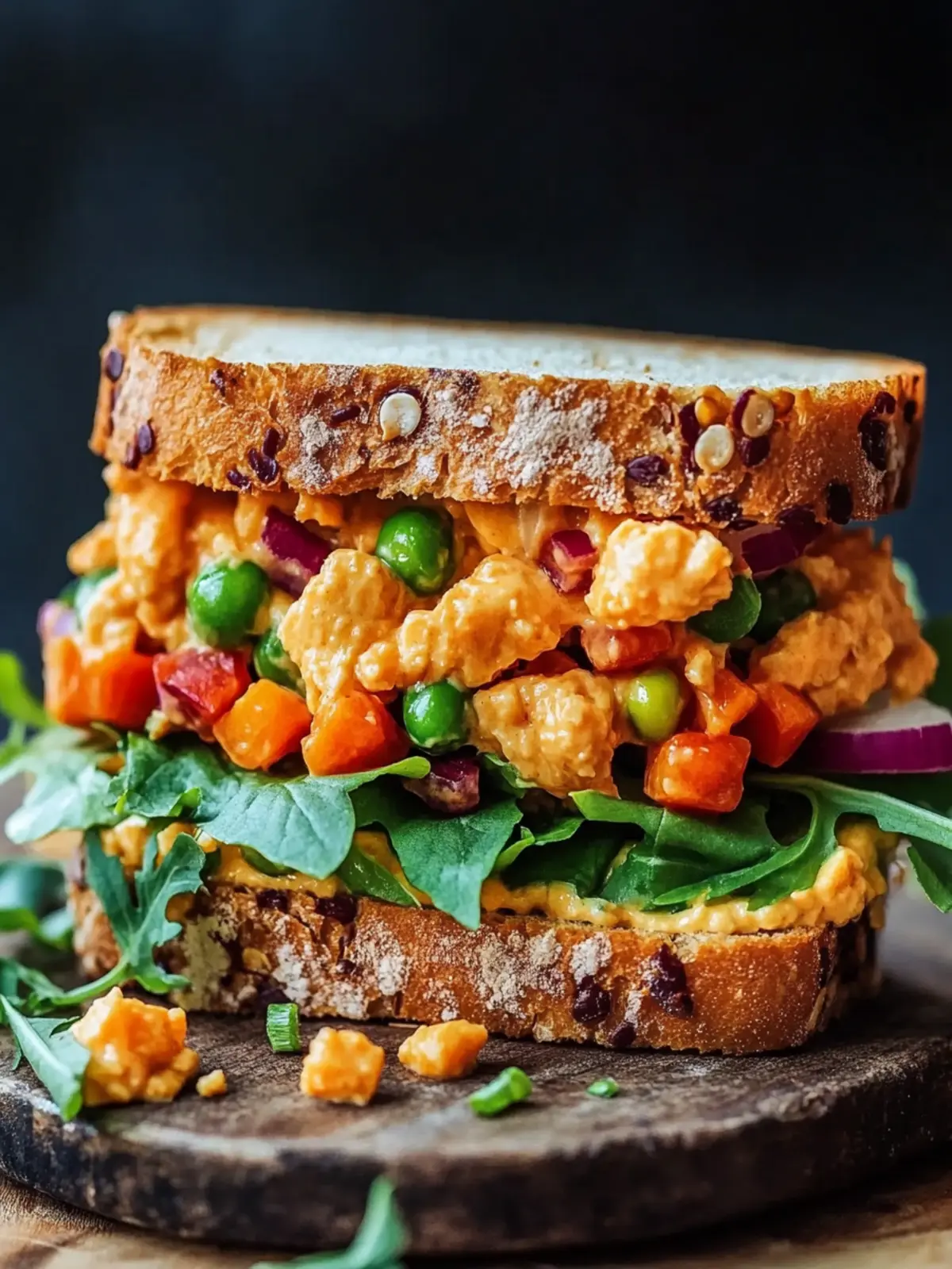 Veganer Buffalo-Kichererbsensalat-Sandwich