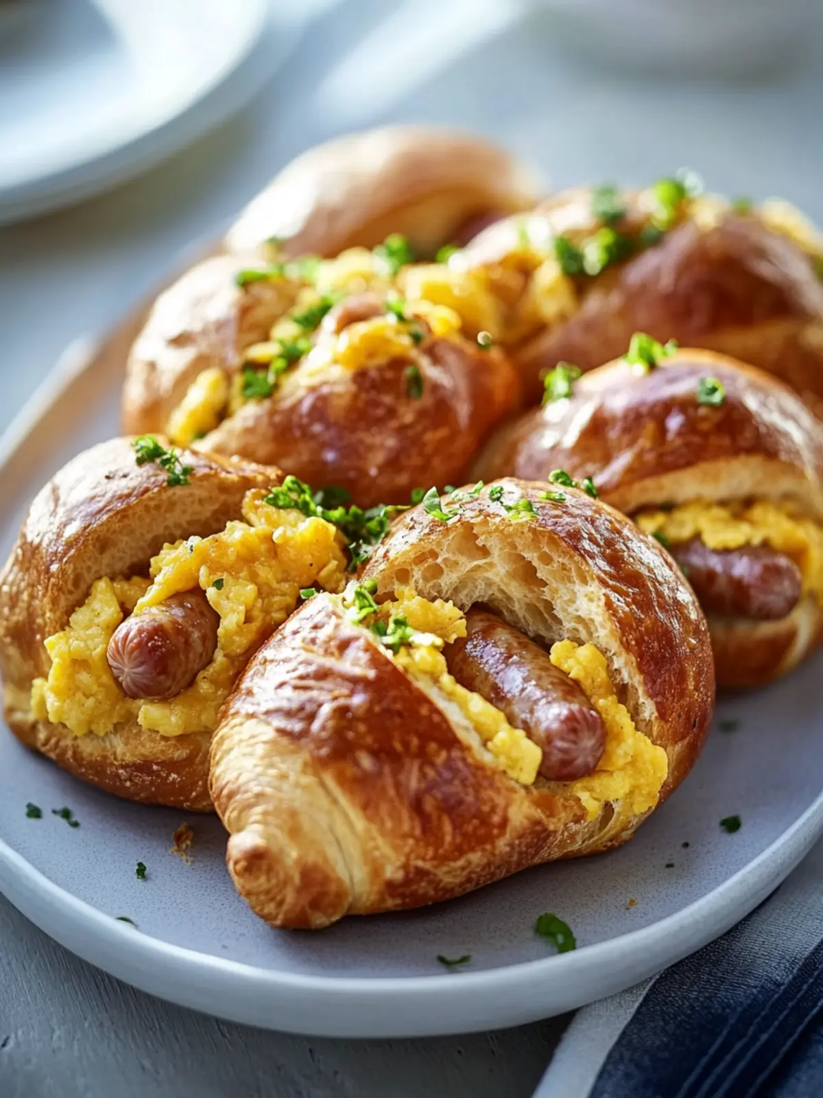 Knusprige Rindfleischwurst und Eierfrühstücksbrötchen