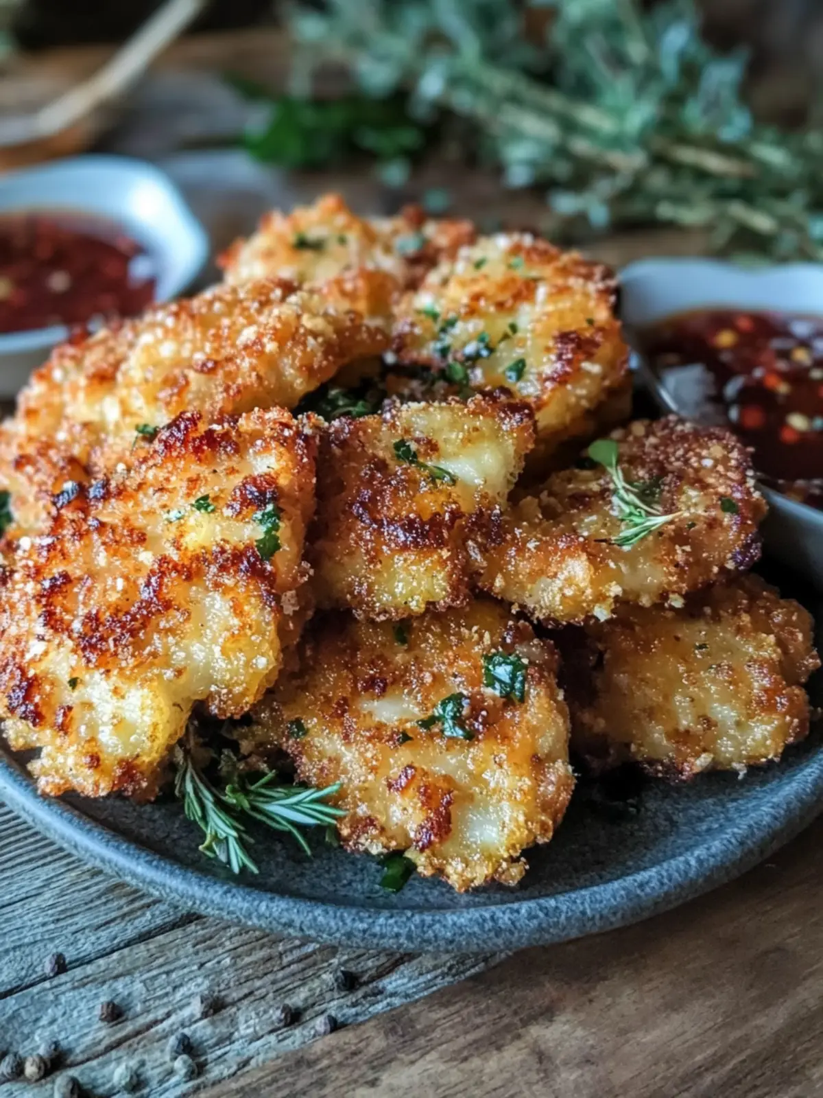 Knusprige Heißluftfritteuse Parmesan Kruste Schweinekoteletts