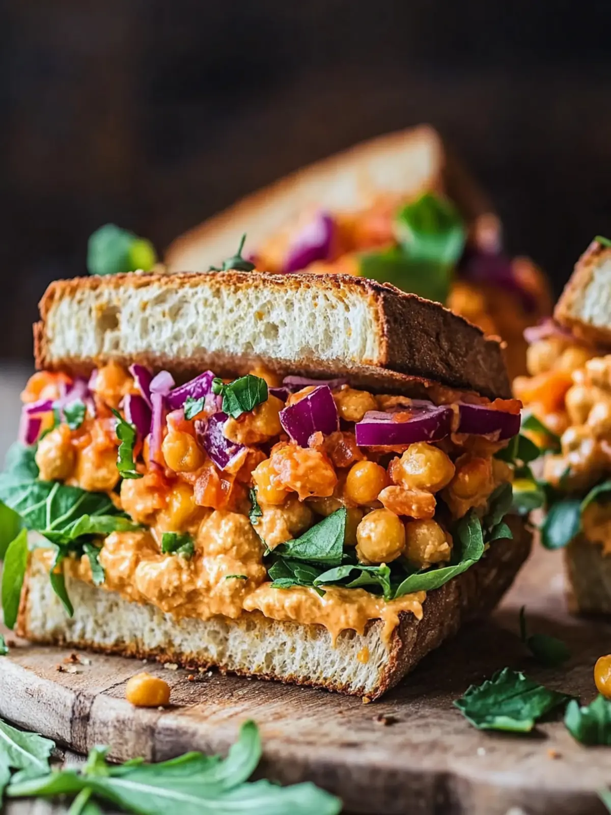 Veganer Buffalo-Kichererbsensalat-Sandwich