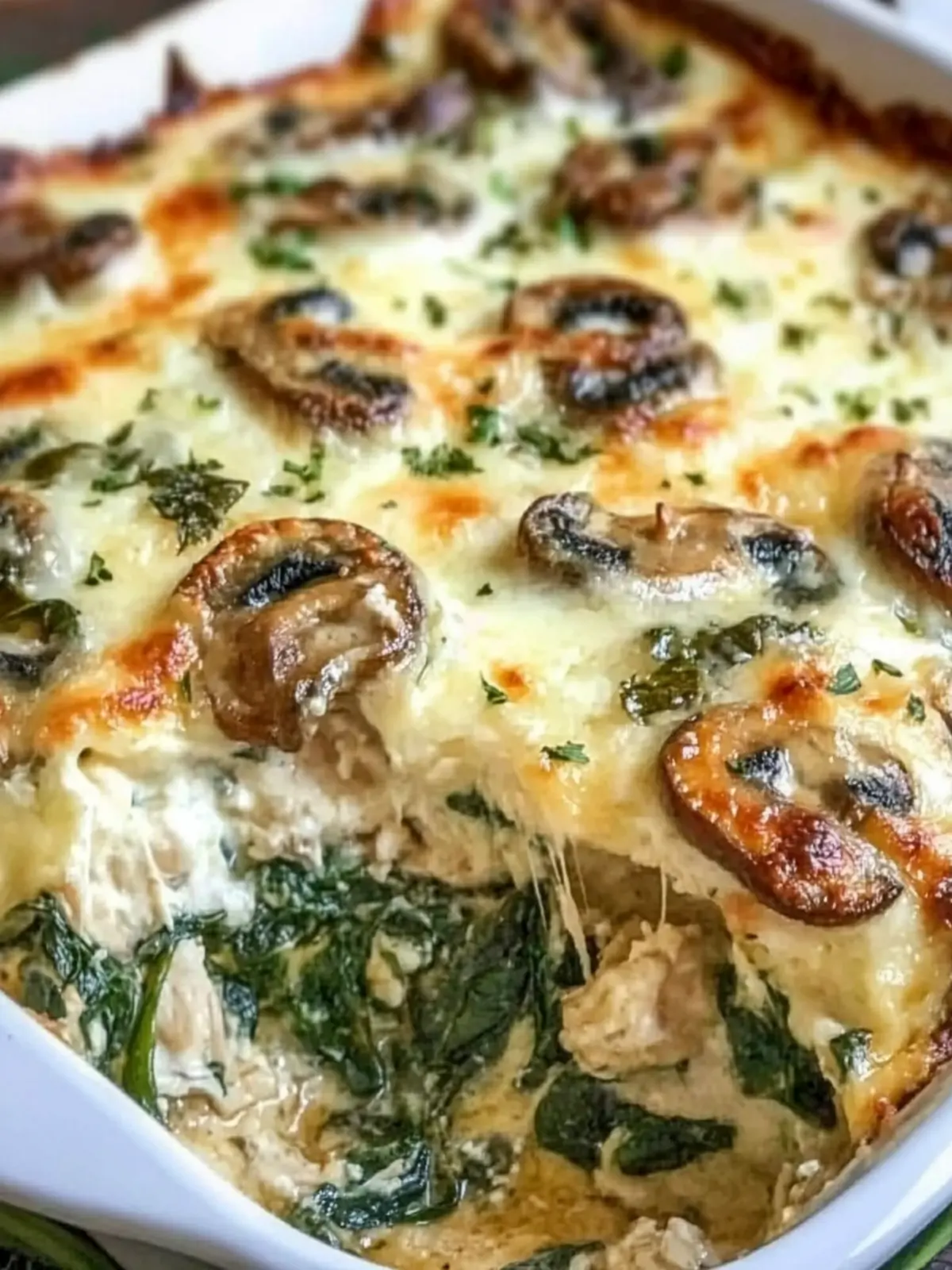 Delicious Low Carb Chicken Spinach Mushroom Casserole