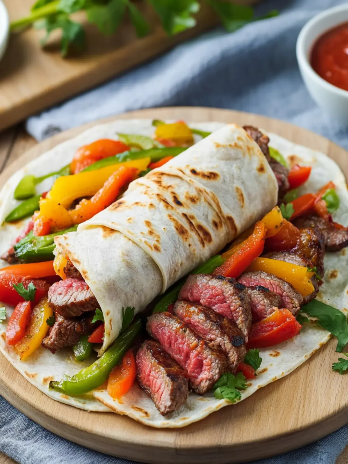 Niedrig-Kohlenhydrat Steak Fajita Roll-Ups
