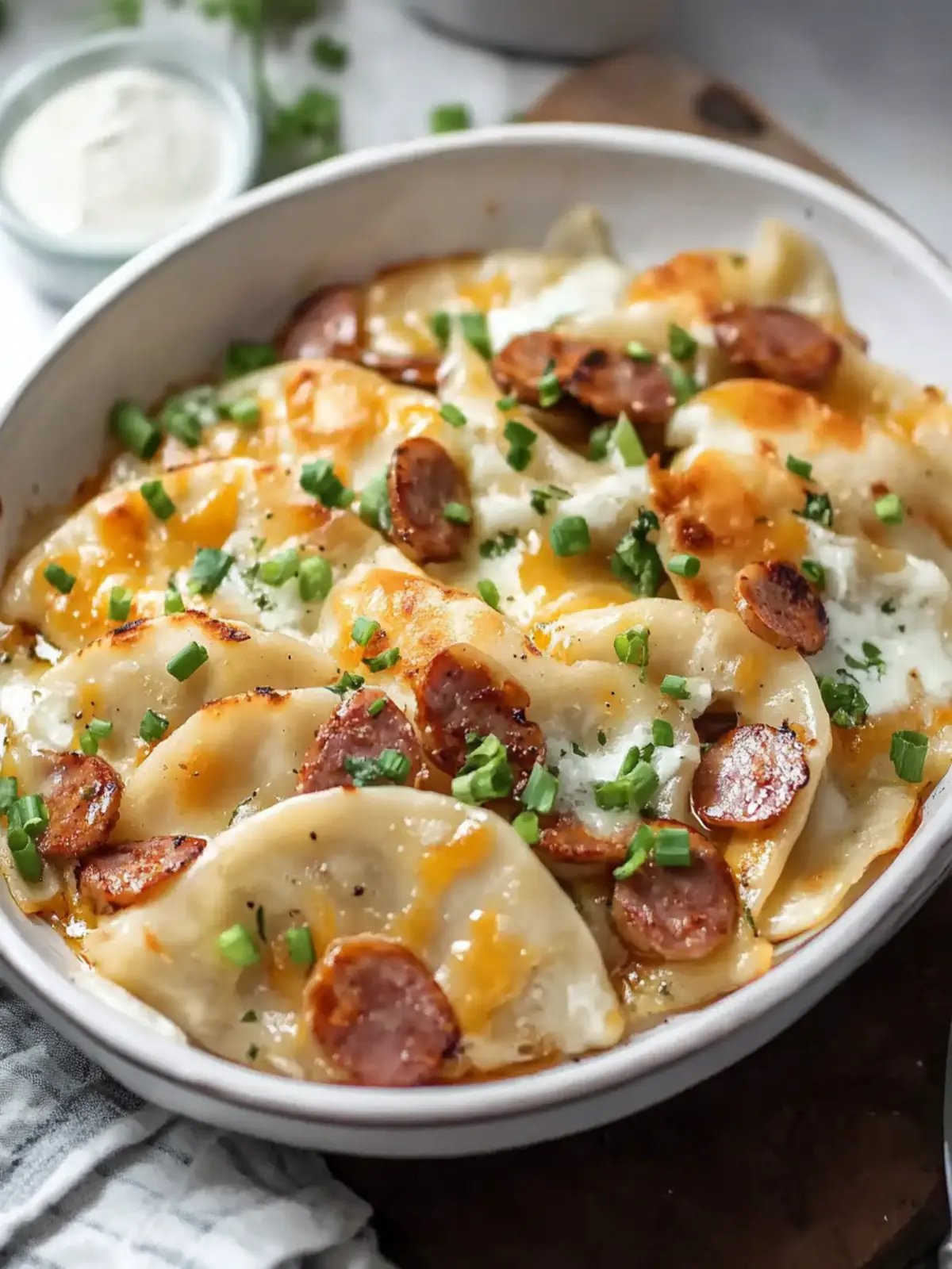 Einfache Pierogi-Auflauf mit Wurst