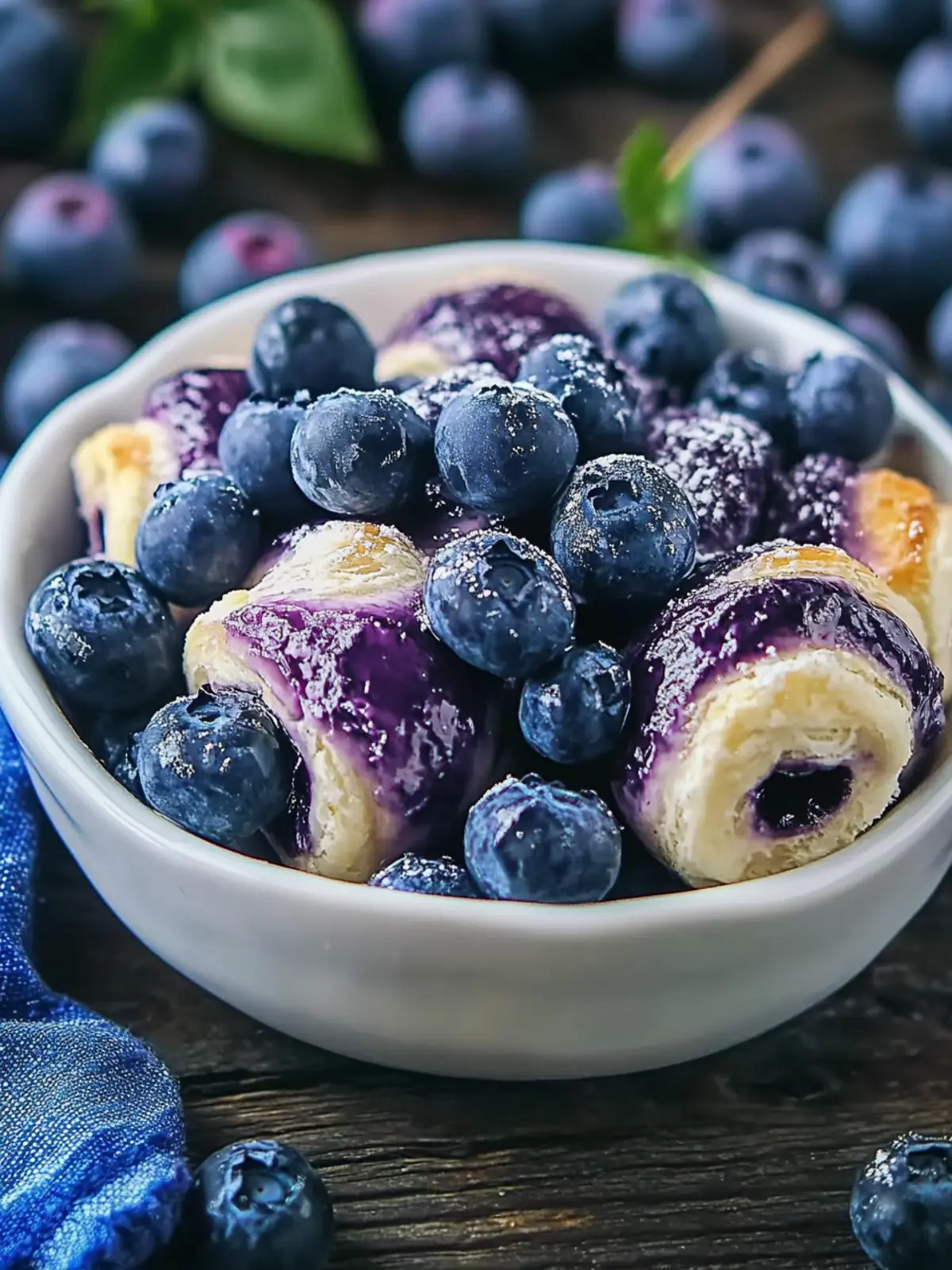 Blaubeer-Frischkäse-Blätterteig-Teilchen, das blättrig, cremig und voller Beeren ist