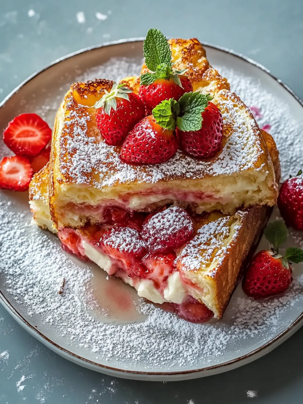 Leckeres Erdbeer-Käsekuchen gefülltes French Toast Rezept