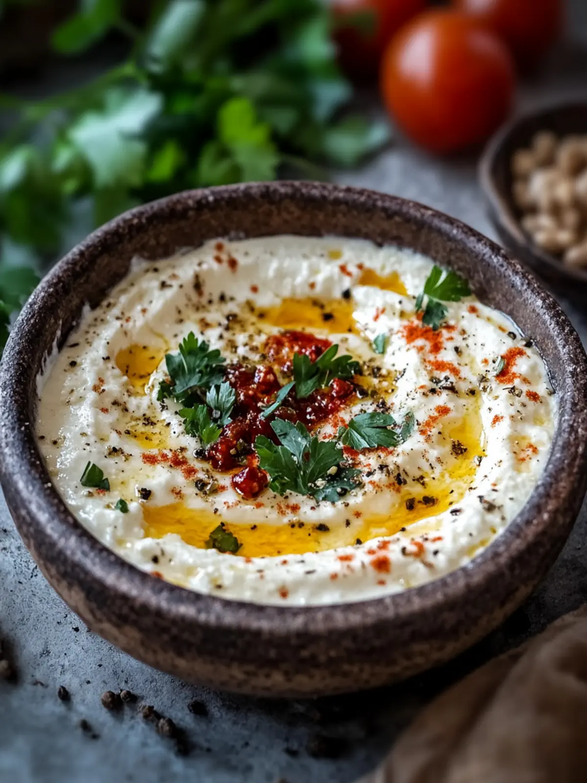 Herzhafter türkischer würziger gebackener Käse-Dip