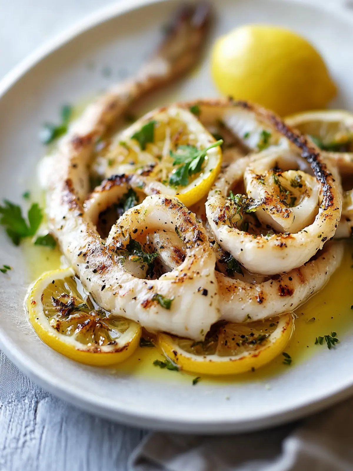 Gegrillter Kalmar mit Zitrone