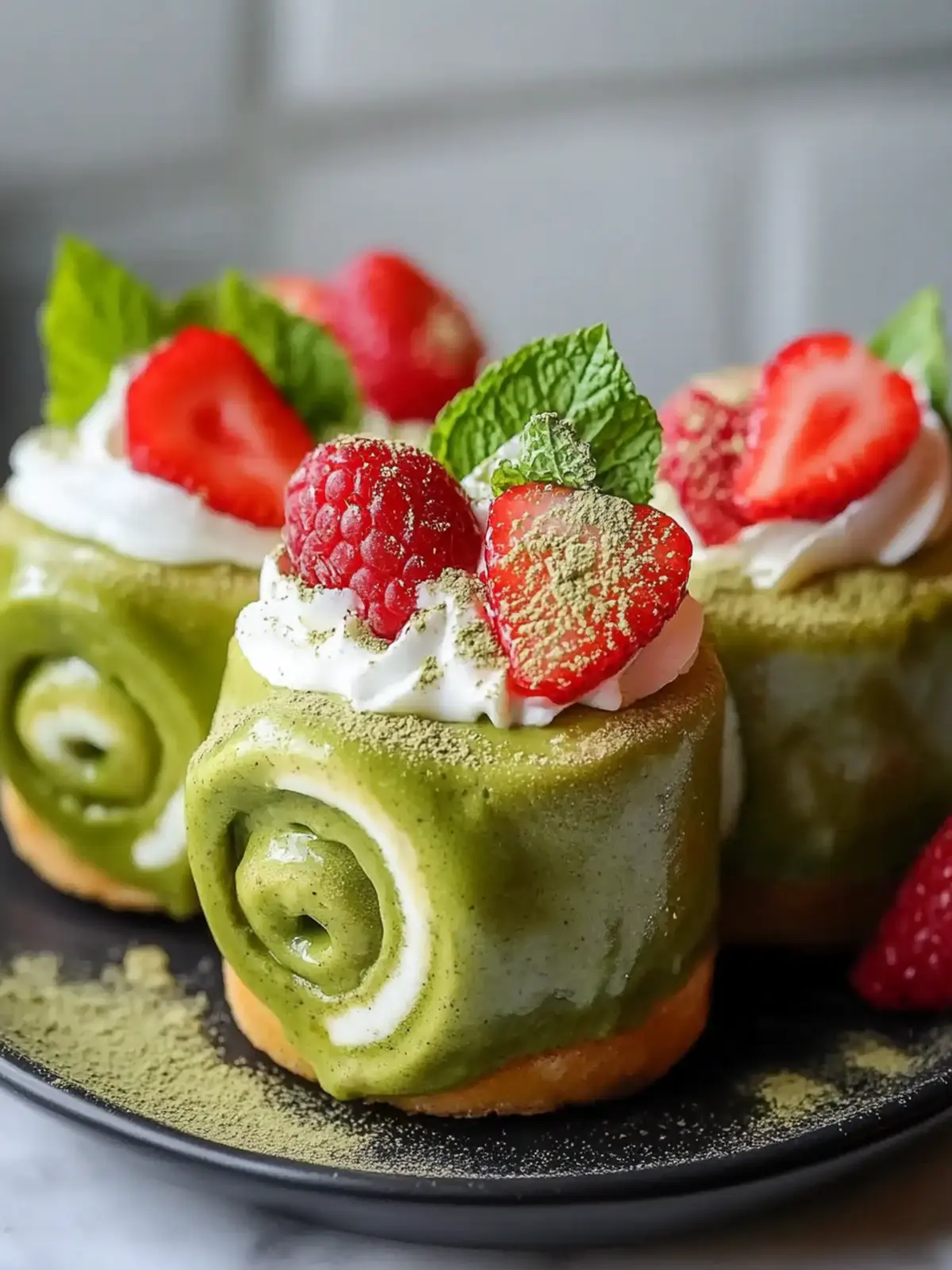 Erdbeer-Matcha-Latte-Rollen