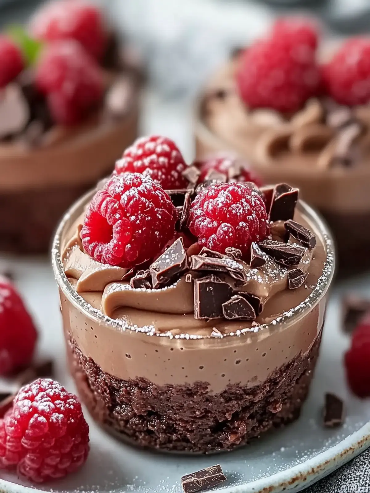 Keine Backen Himbeer Schokoladenmousse Becher