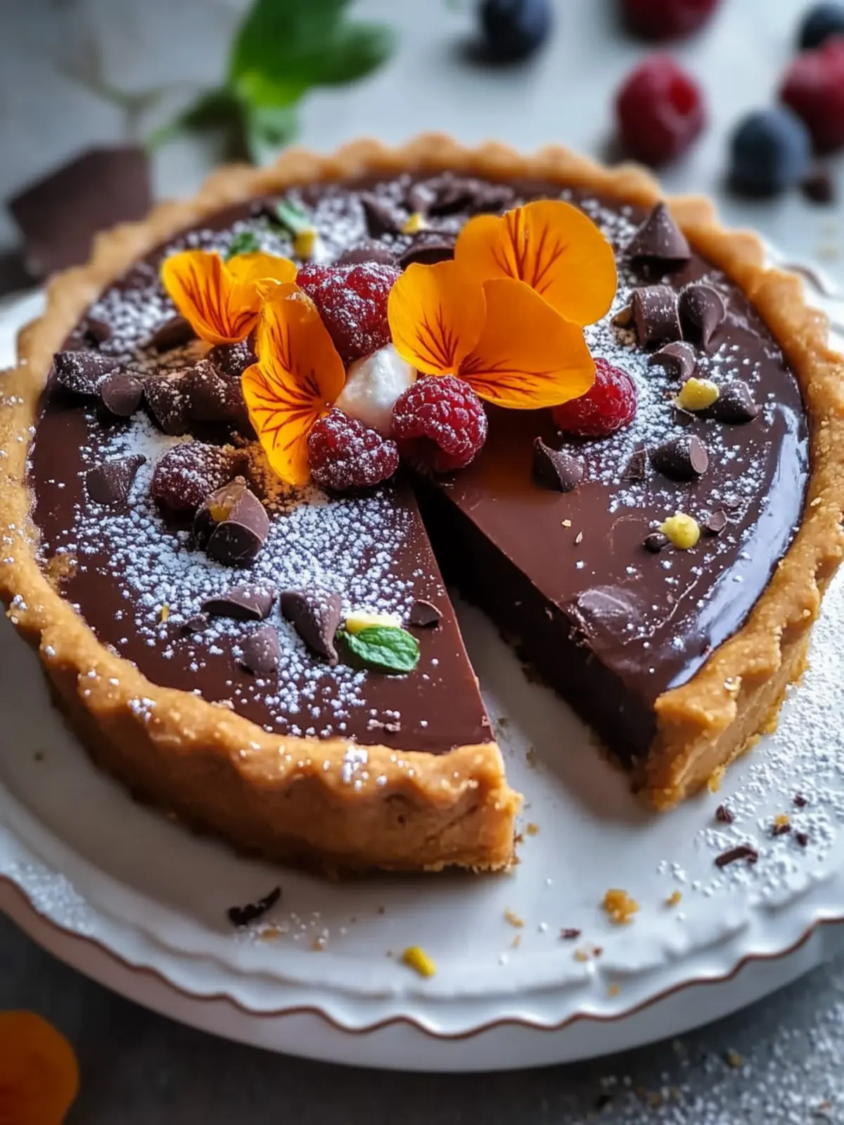 Dunkle Schokoladen-Kürbis-Tarte