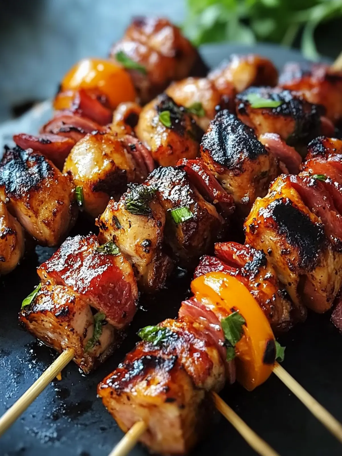 Honig-BBQ-Bacon-Hühnchen-Spieße