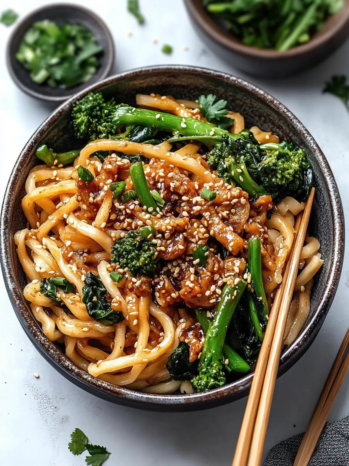 Vegane Sesam Yaki Udon Nudeln