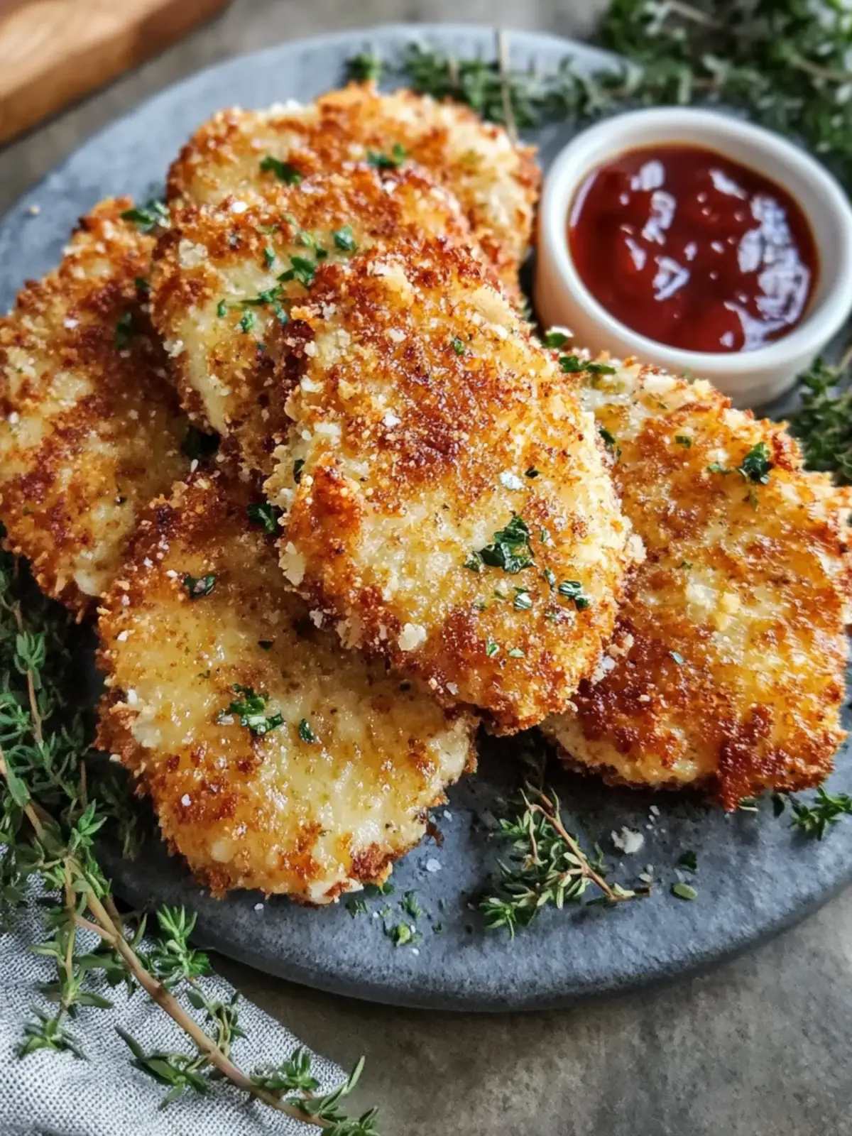 Knusprige Heißluftfritteuse Parmesan Kruste Schweinekoteletts