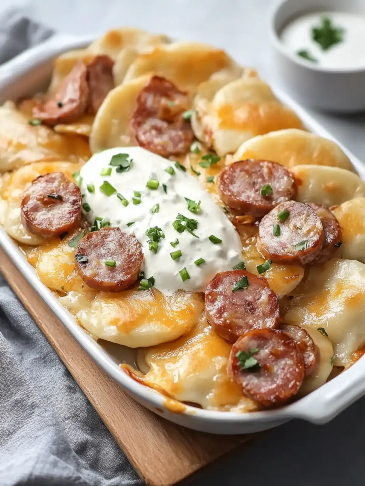Einfache Pierogi-Auflauf mit Wurst