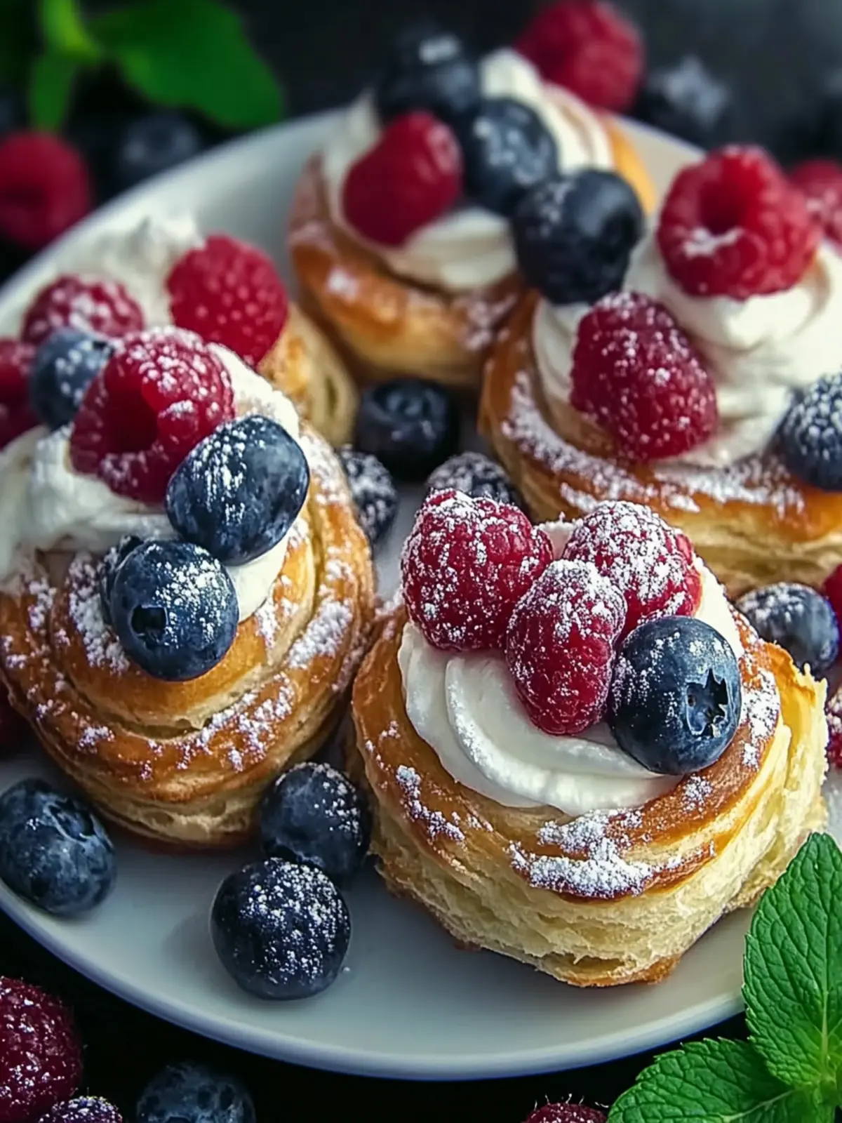 Heidelbeer-Frischkäse-Blätterteig, der flaky, cremig und voller Beeren ist