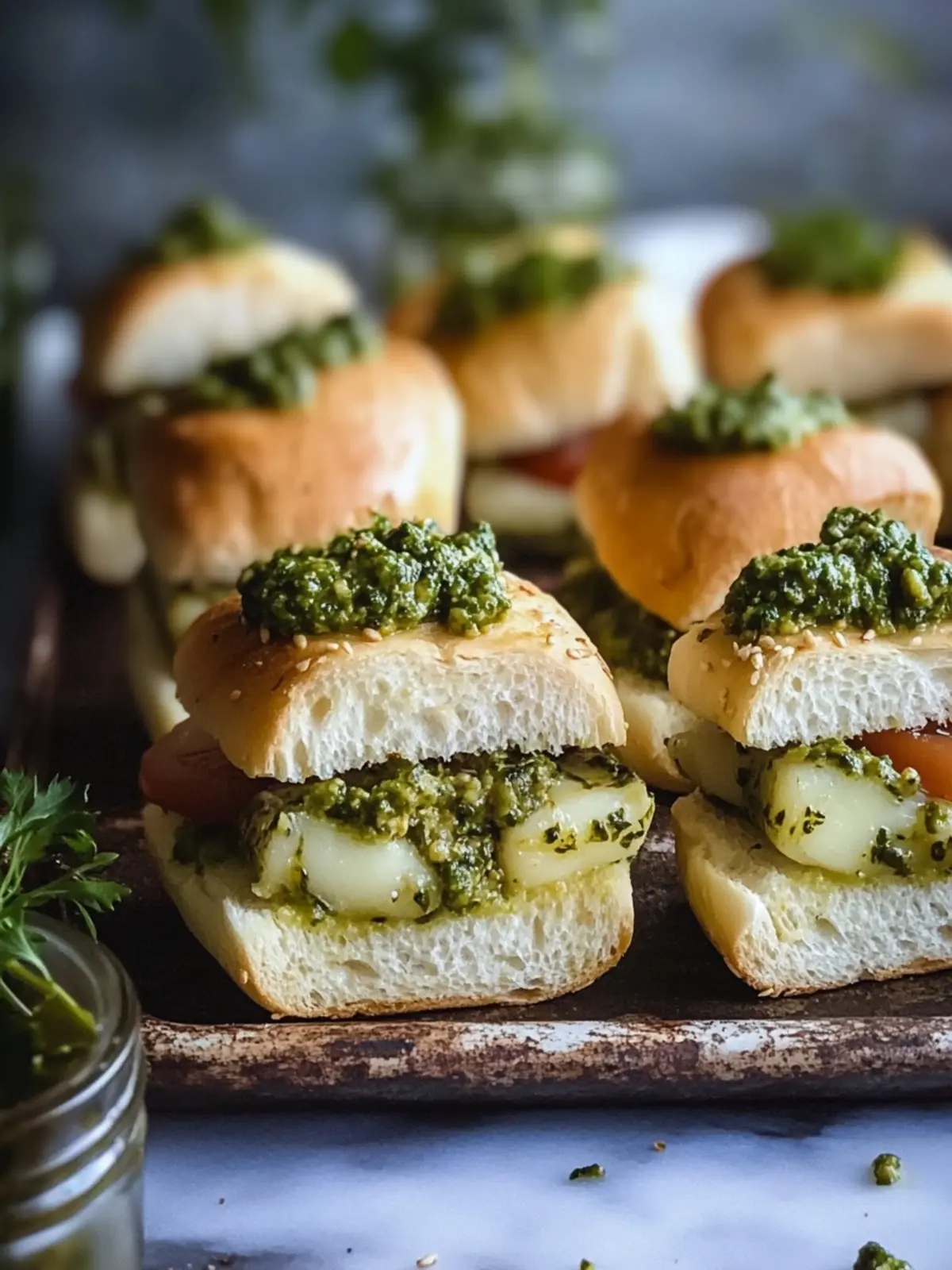 Pesto Hühnchen Mini Sandwiches