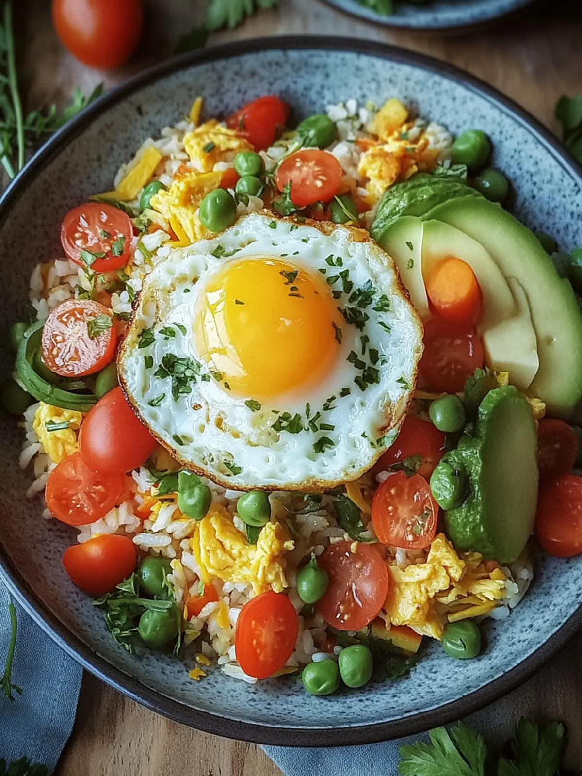 Bratreis mit Ei und Gemüse