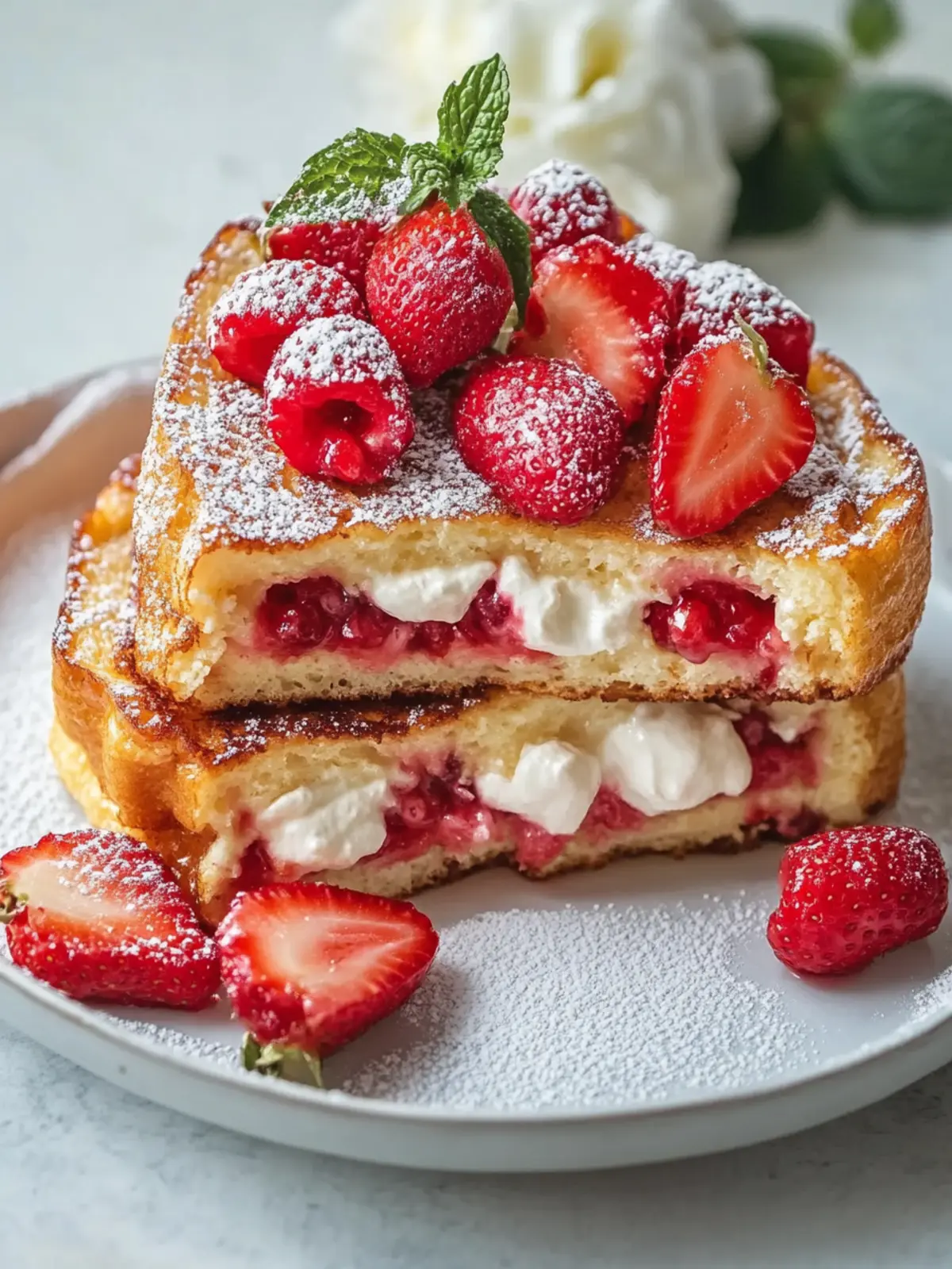 Leckeres Erdbeer-Käsekuchen gefülltes French Toast Rezept