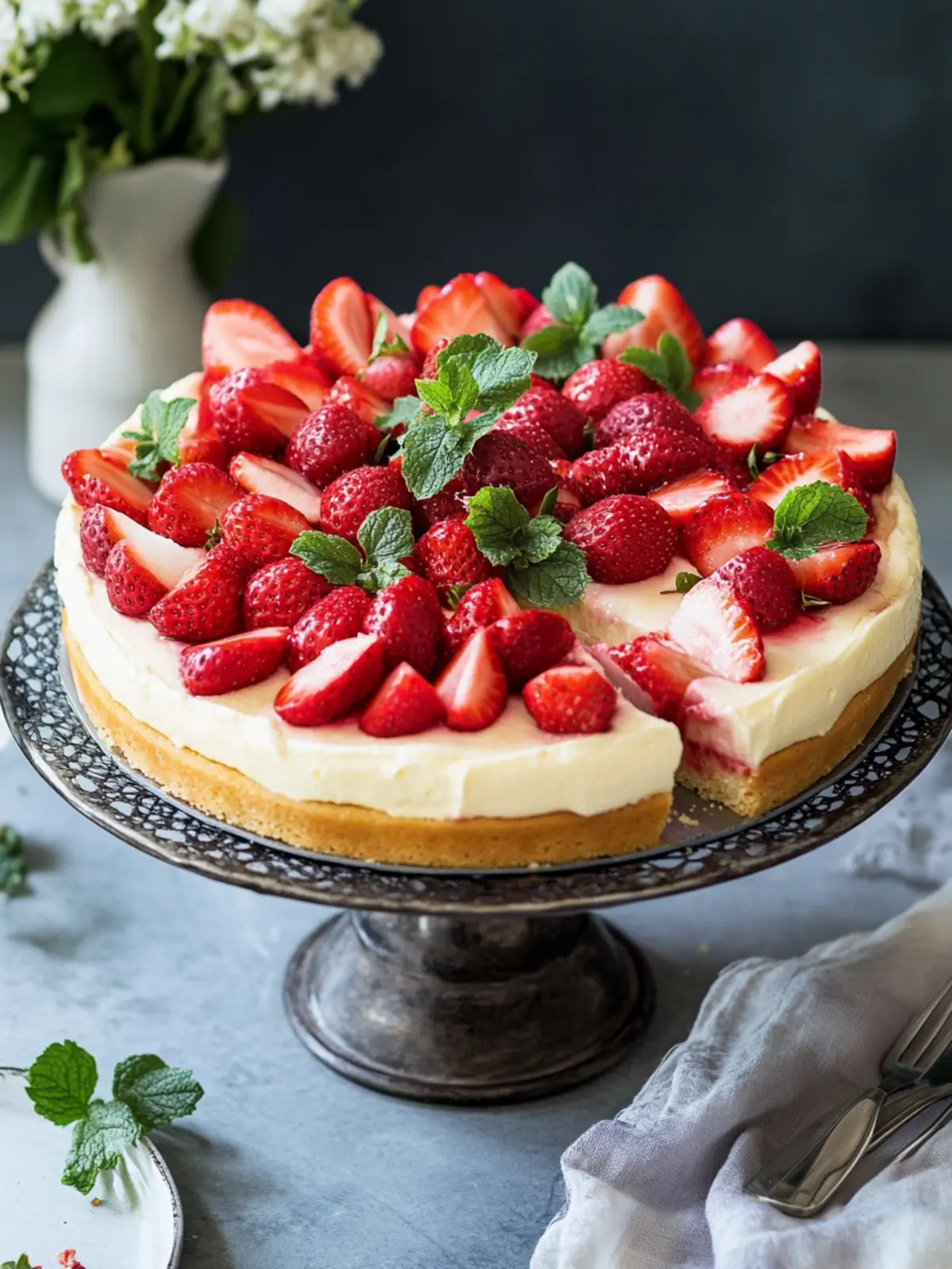 Keine Backen Erdbeer-Käsekuchen-Riegel