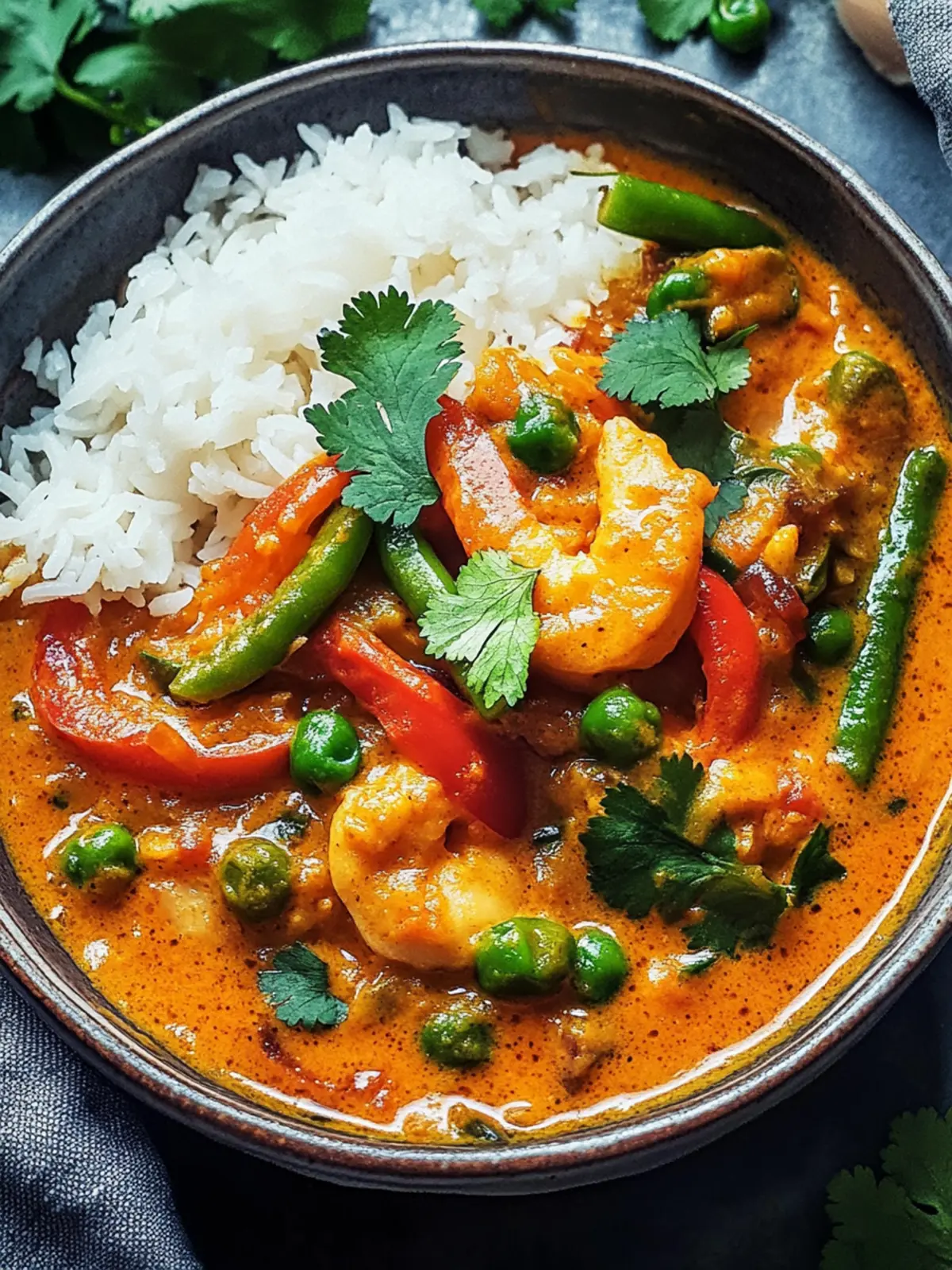 Garnelen-Curry mit Schneerbsen