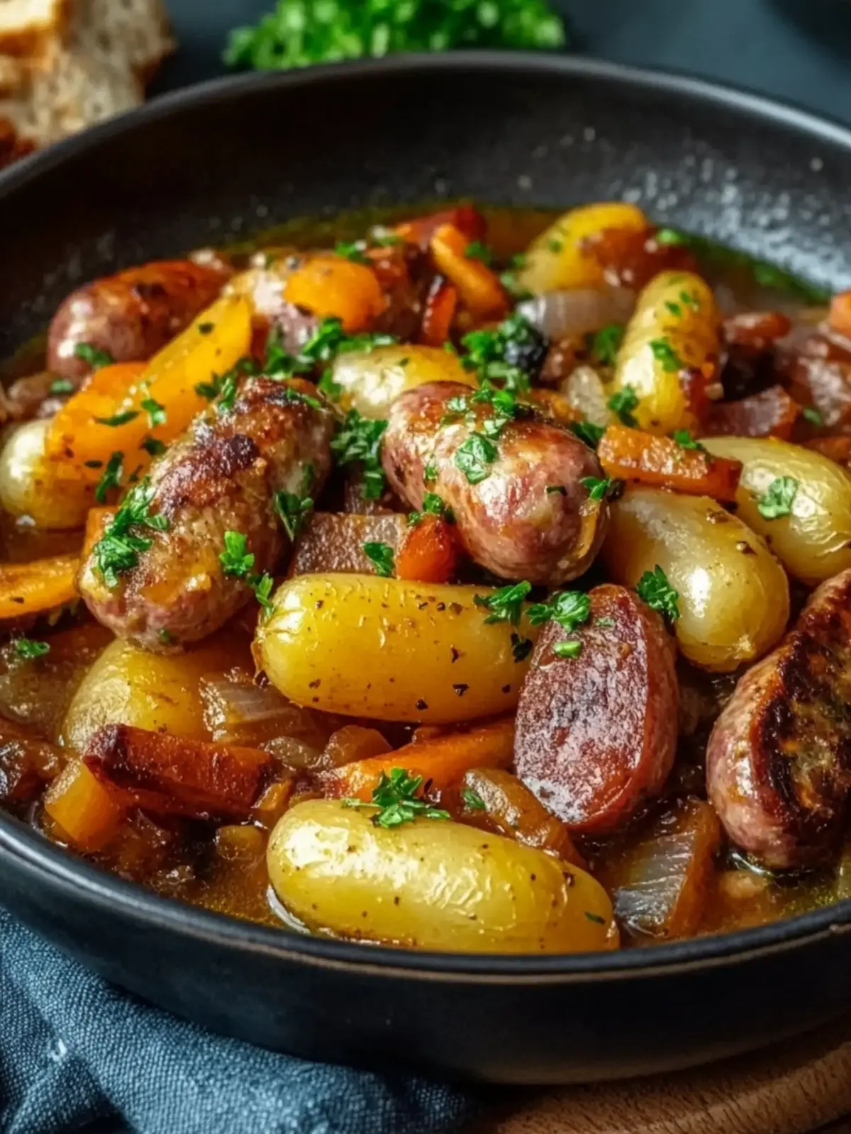 Dublin Coddle Traditionelles Irisches Würstchen und Kartoffel Eintopf