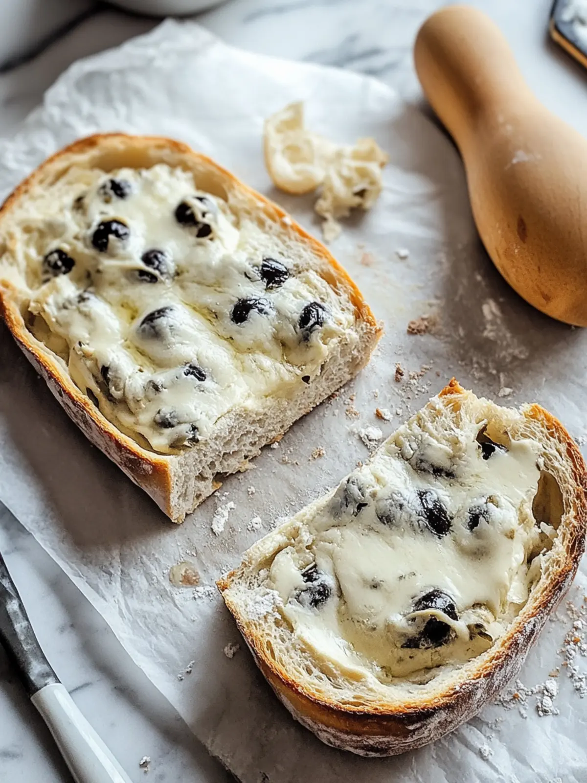Herzhafter Olivenkäsebrot