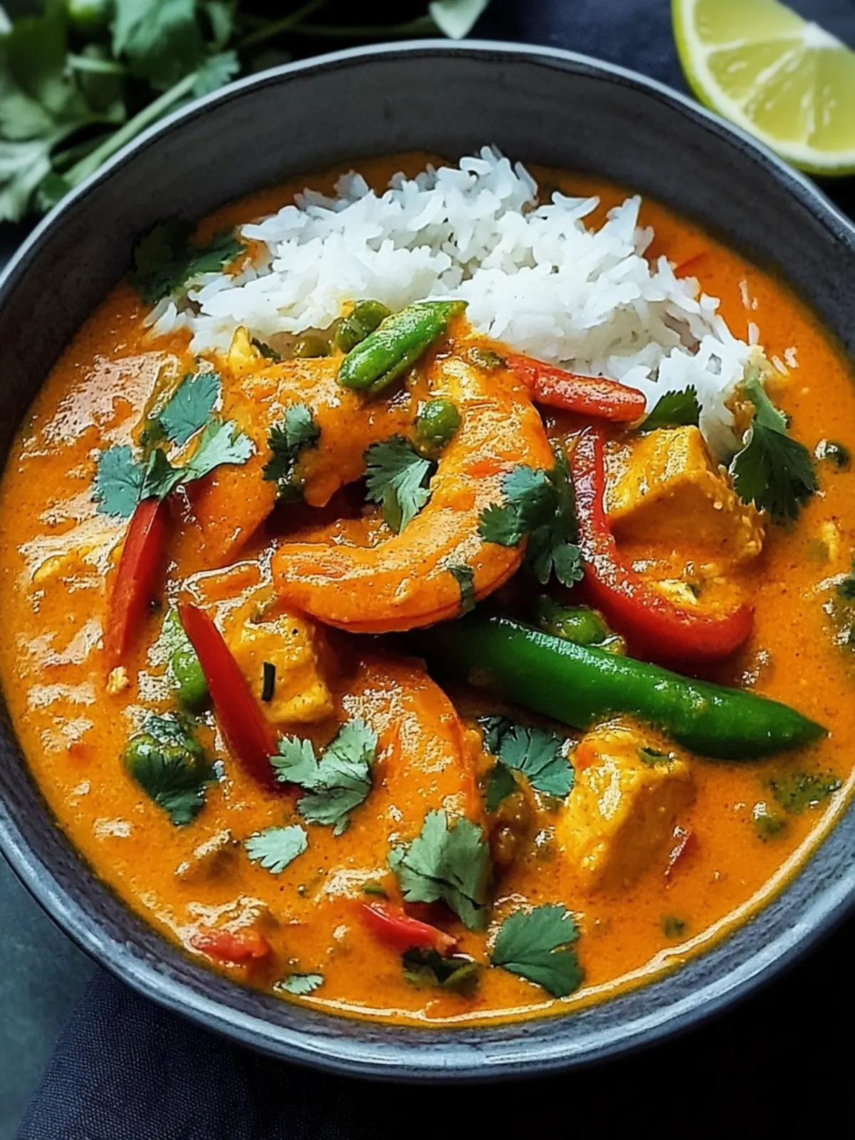 Garnelen-Curry mit Schneerbsen