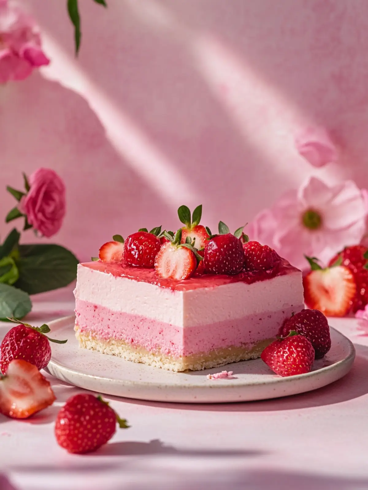 Keine Backen Erdbeer-Käsekuchen-Riegel