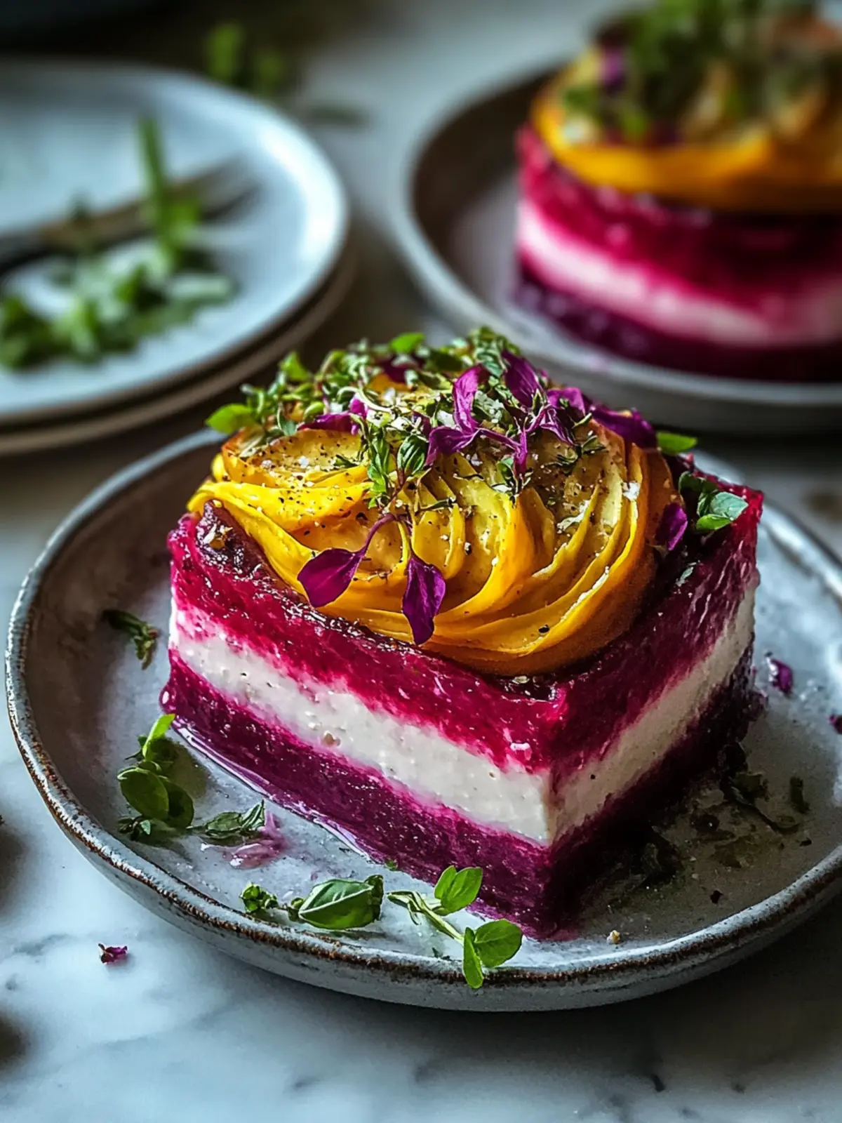 Rote-Bete-Terrine mit cremigem Ziegenkäse