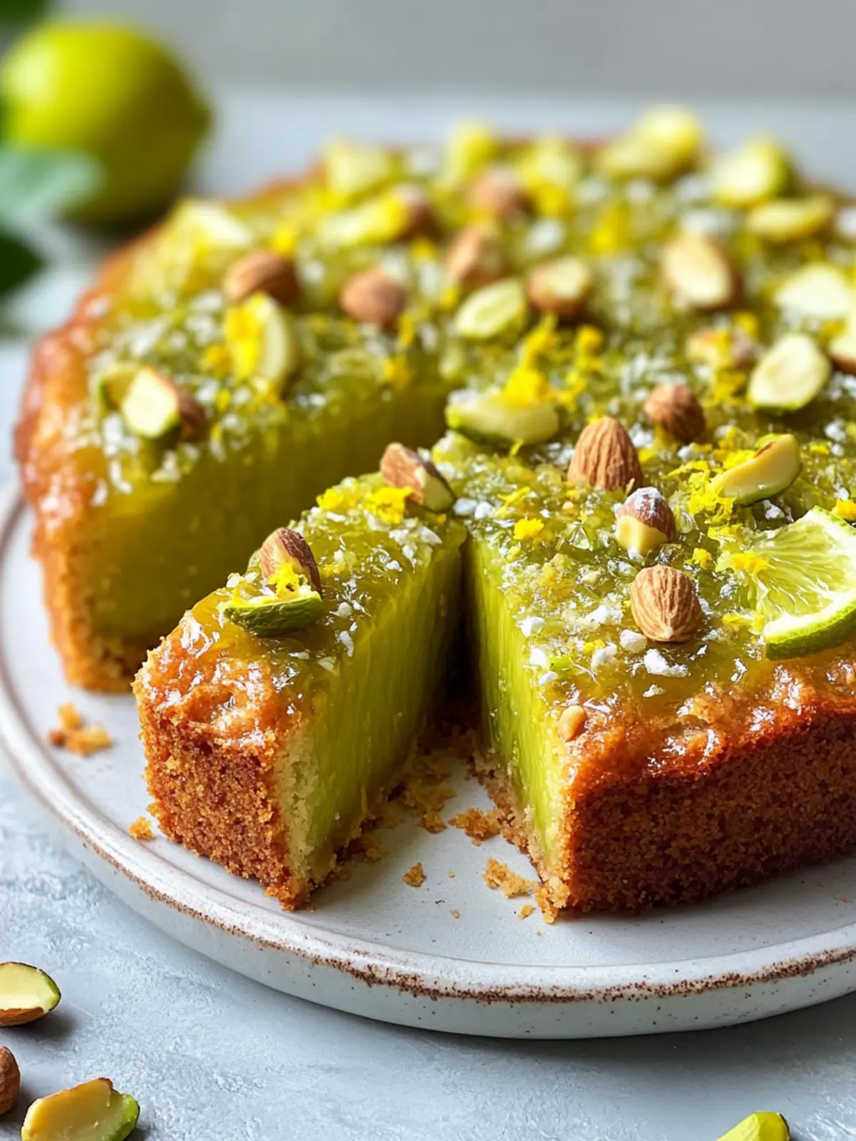 Pistazienkuchen mit Zitrone und Mandeln