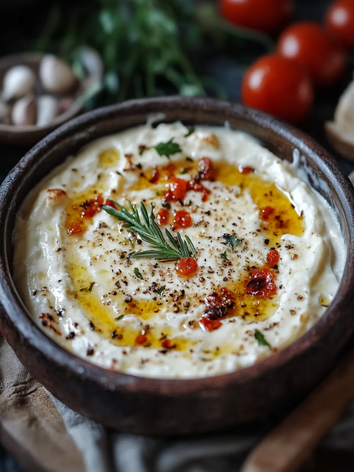 Herzhafter türkischer würziger gebackener Käse-Dip