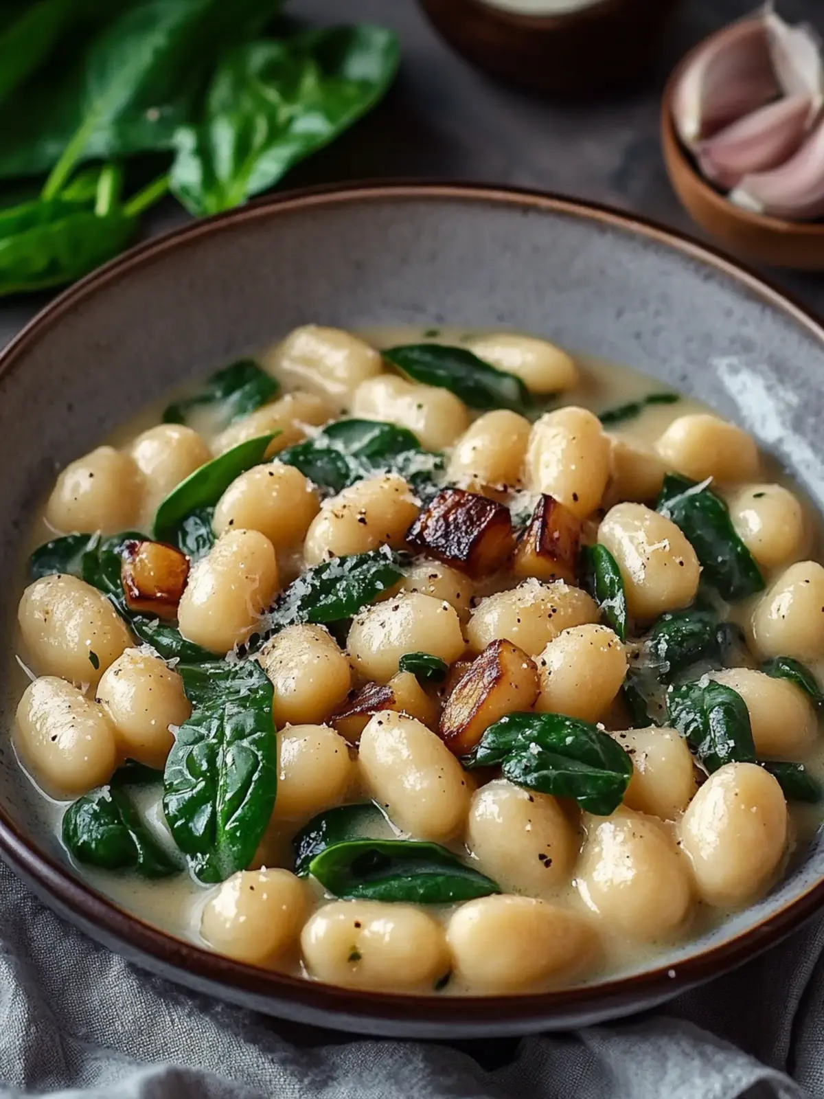 Gnocchi mit Pilzen und Spinat