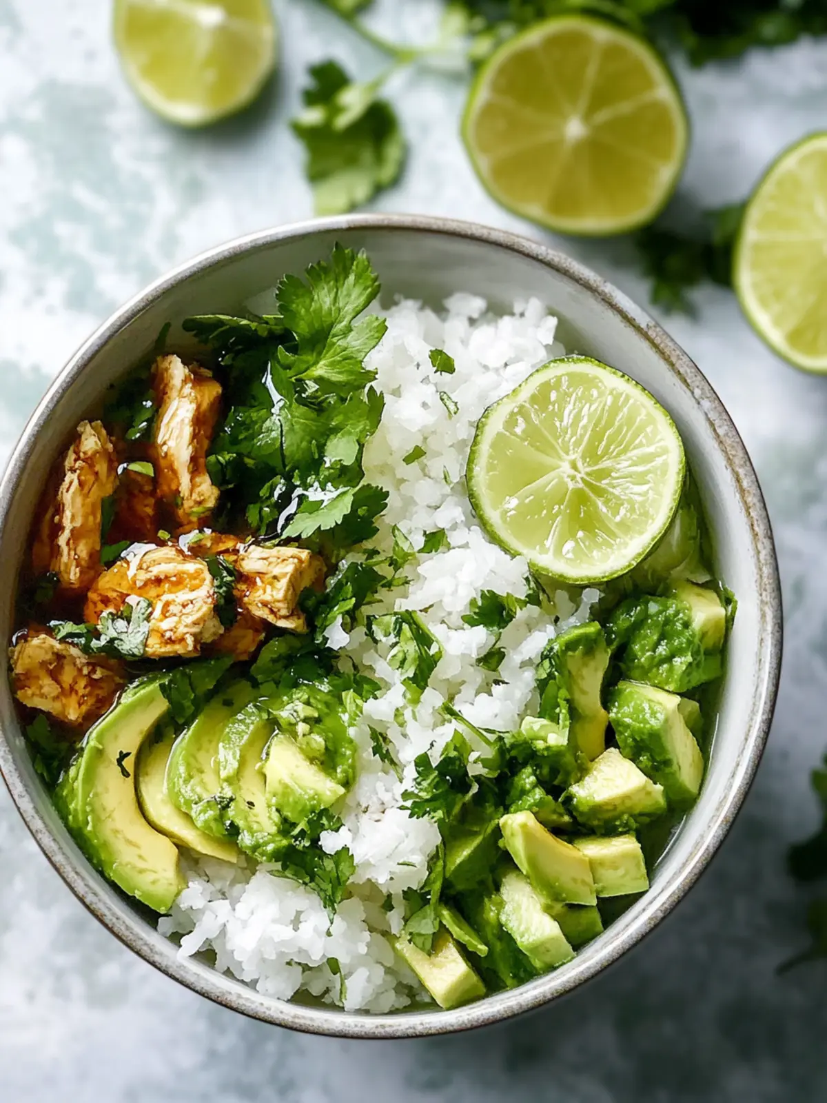 Honig-Limetten-Hühnchen & Avocado-Reis-Bowl