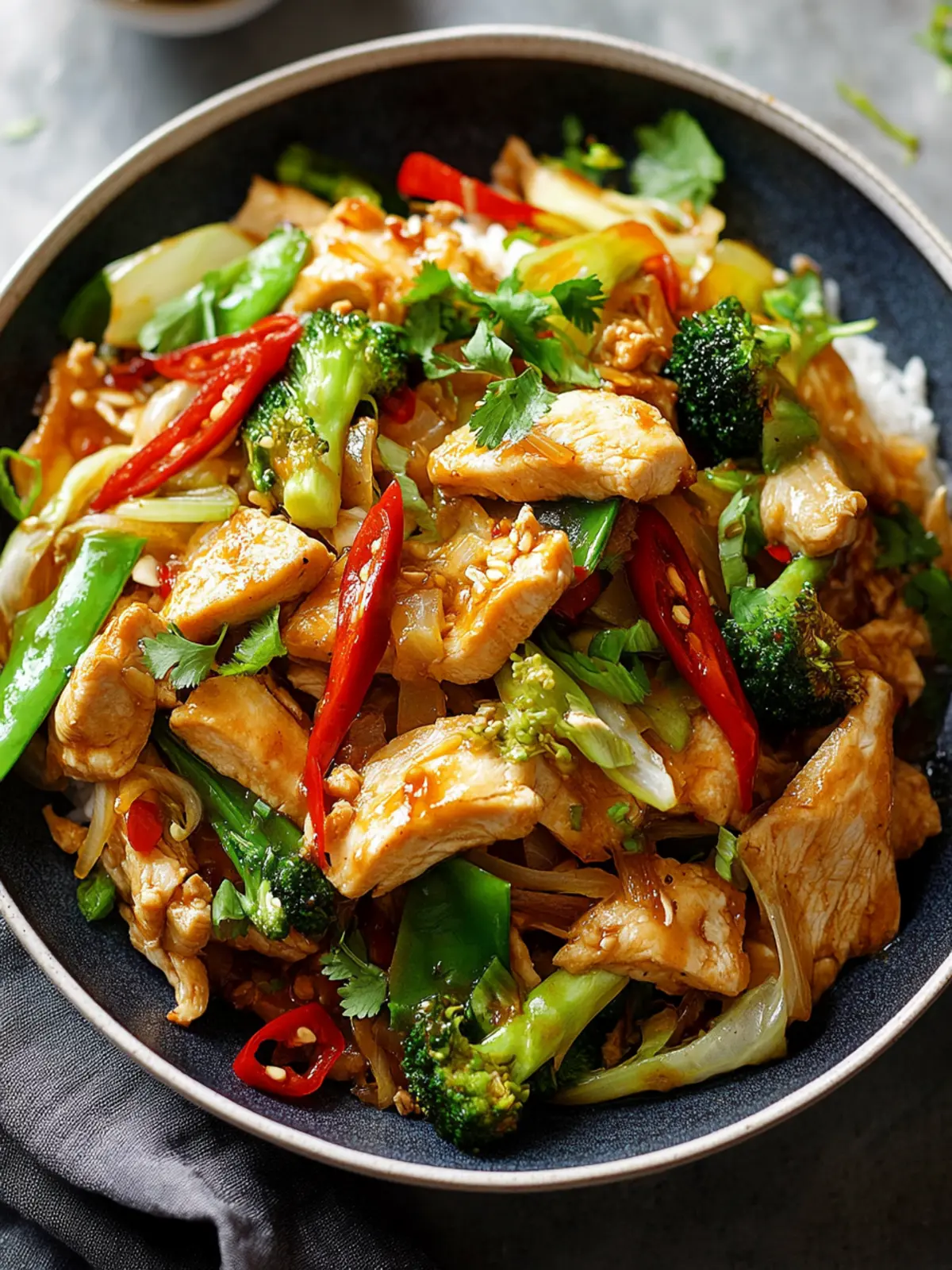 Chinesisches Hühnchen Kohl Pfanne
