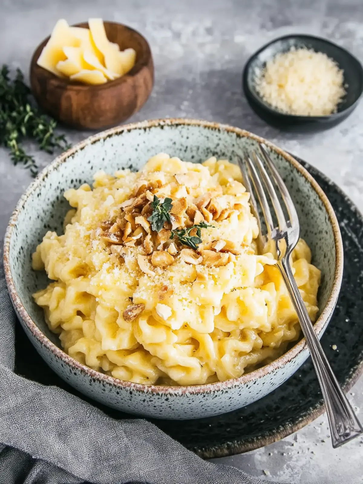 Käse Spätzle mit Fertiggericht