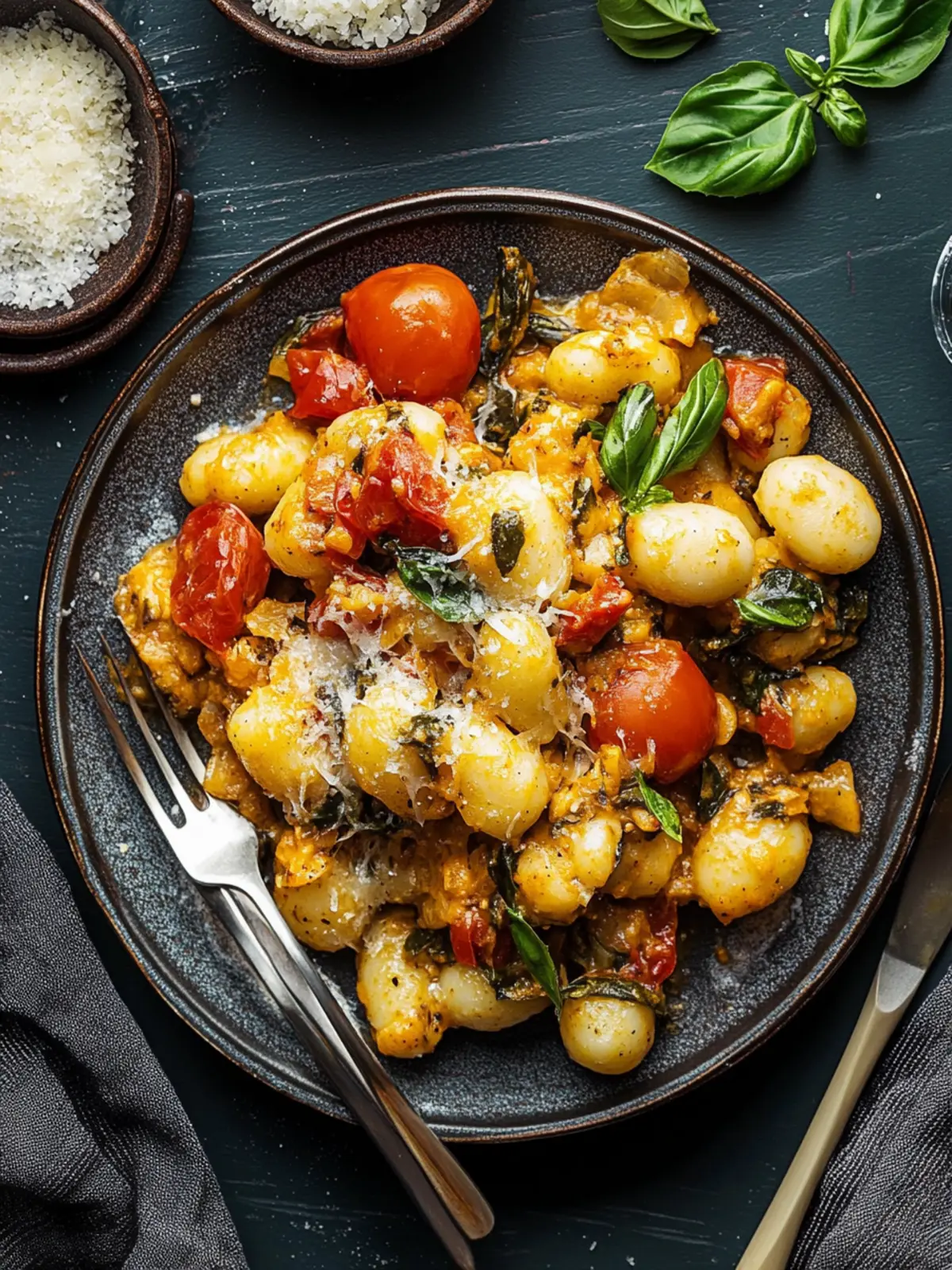 Überbackenes toskanisches Hühnchen und Gnocchi
