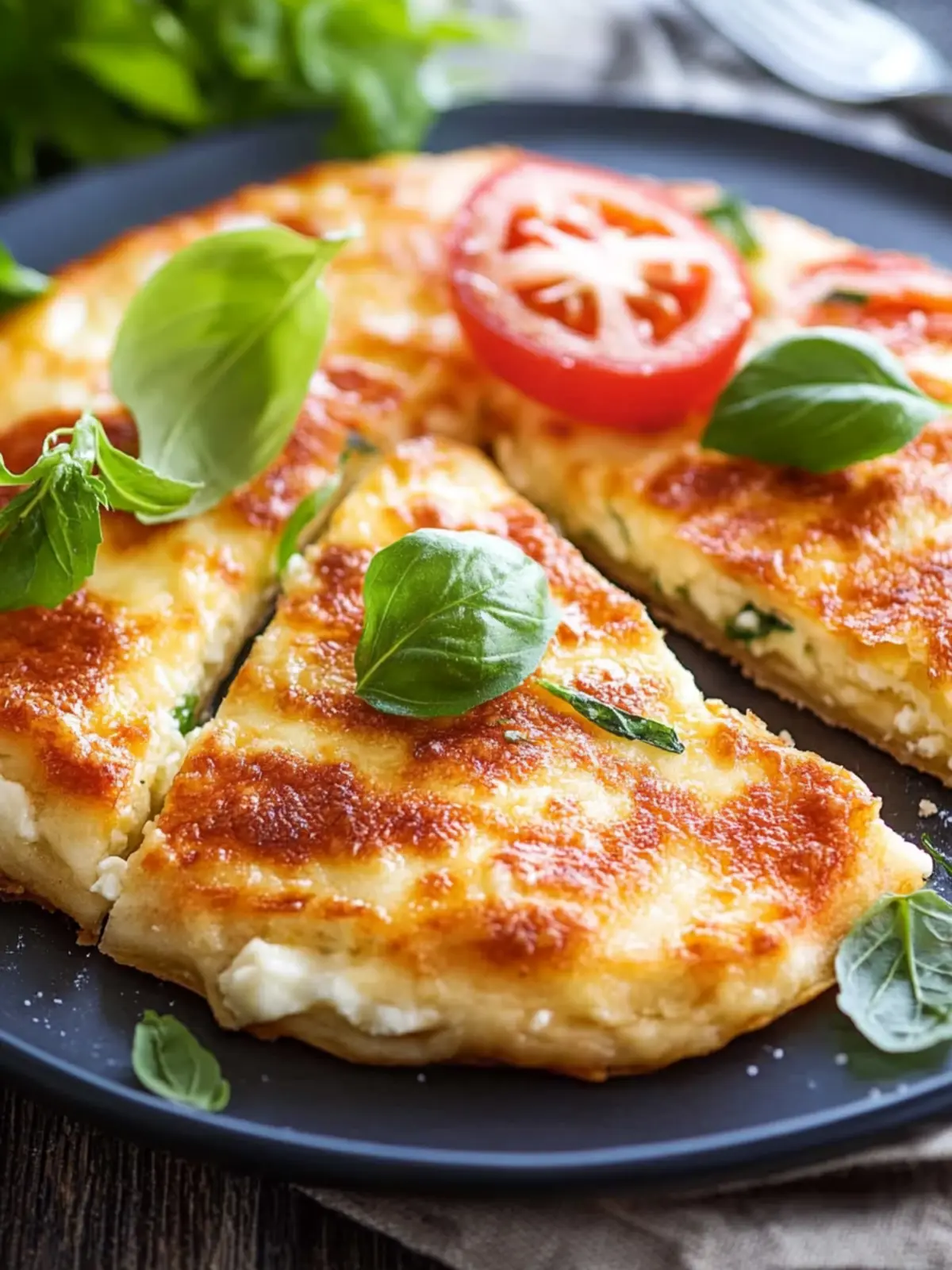 Low-Carb-Schinken-Mozzarella-Pfannkuchen mit Salat