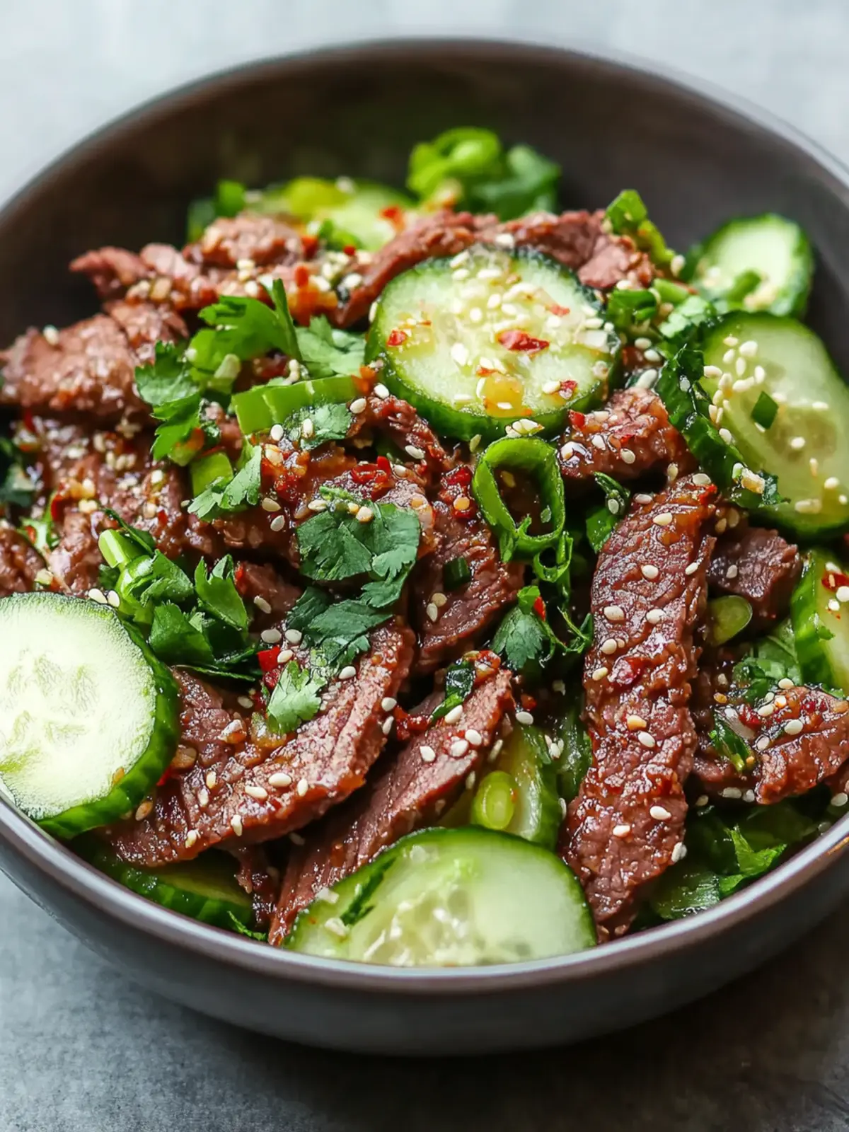 Scharfes Keto Koreanisches Rinderhackfleisch mit Gurkensalat