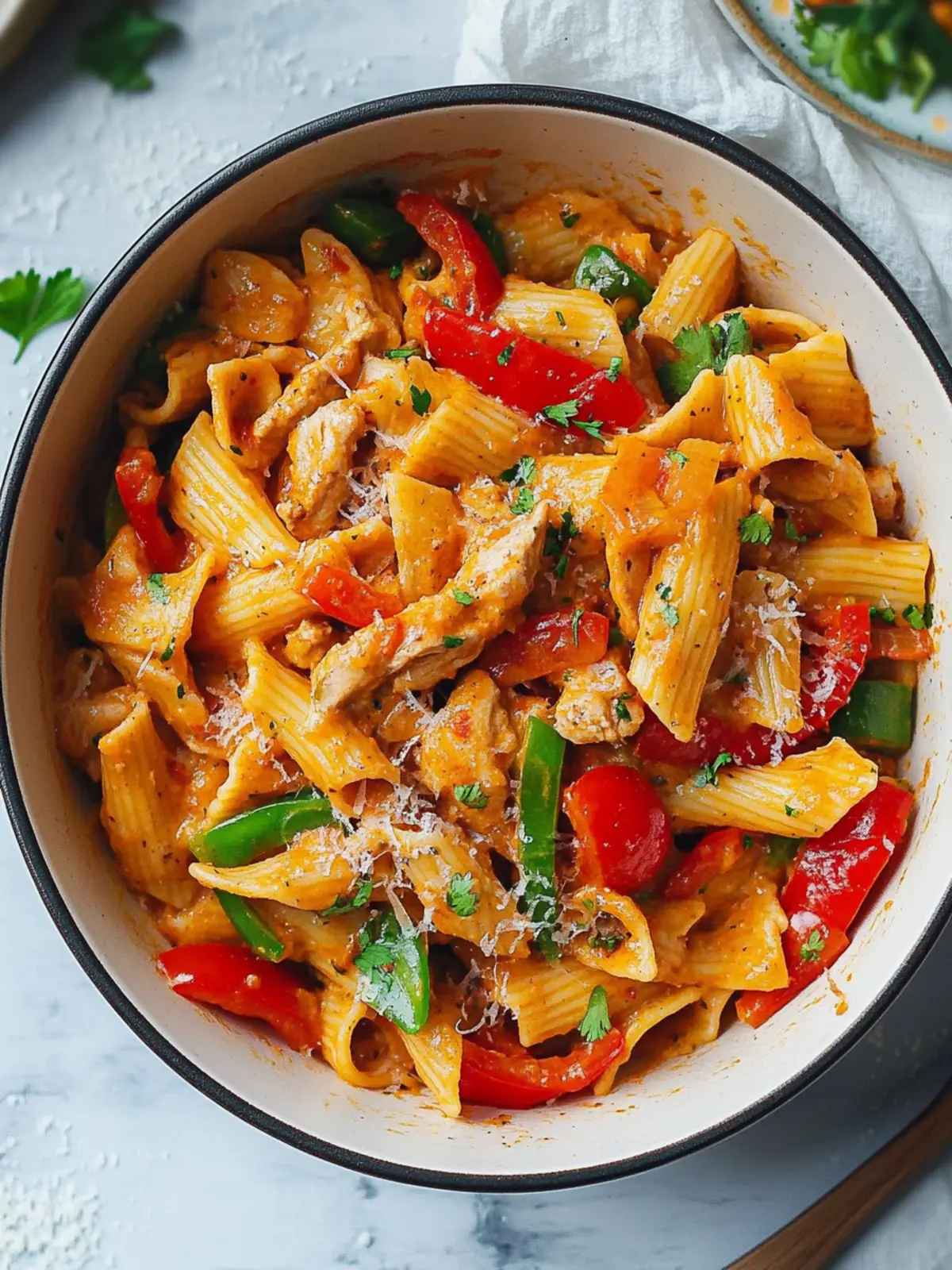 Ein-Topf Hühnchen Fajita Pasta