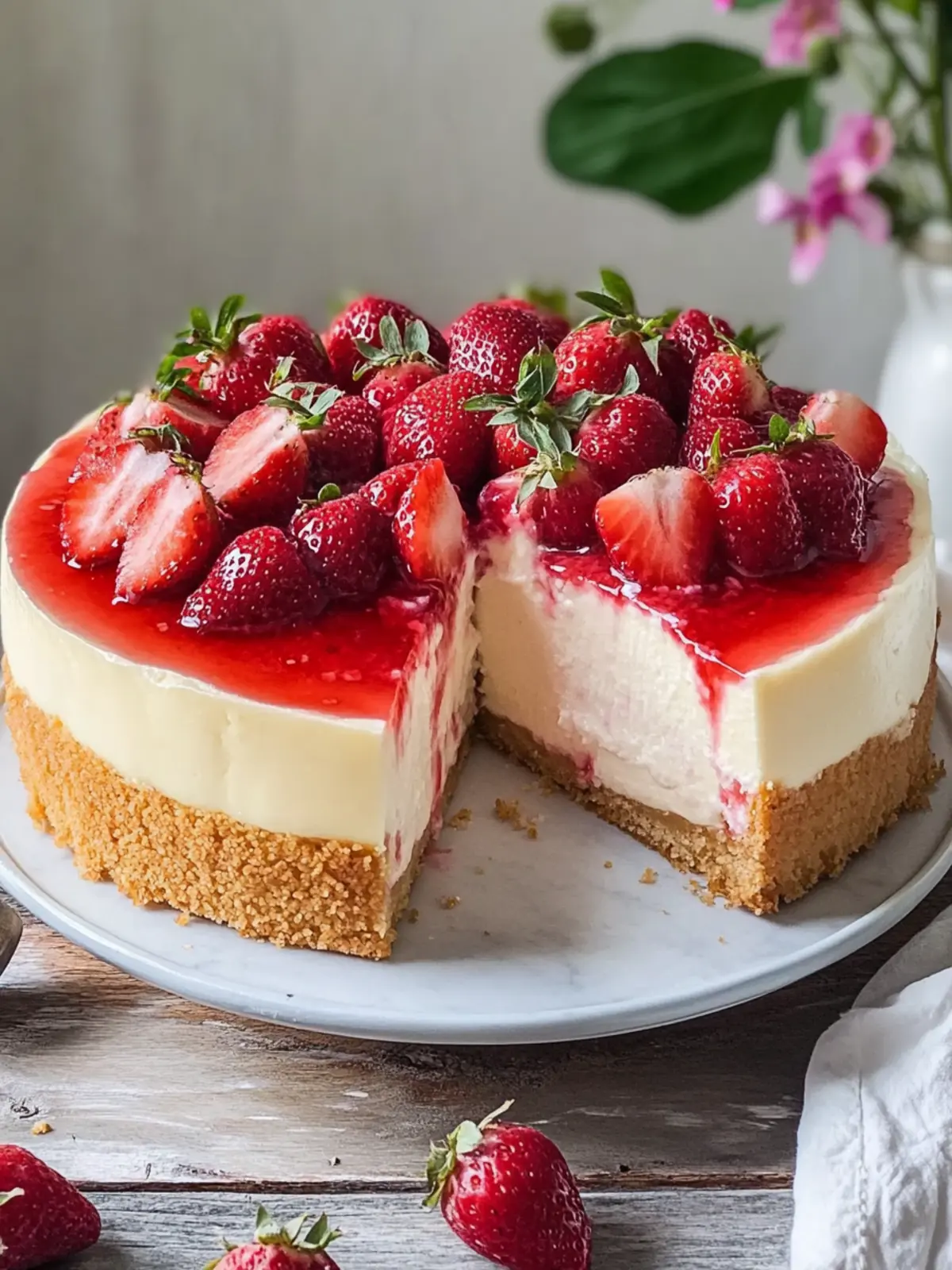Käsekuchen mit Erdbeeren