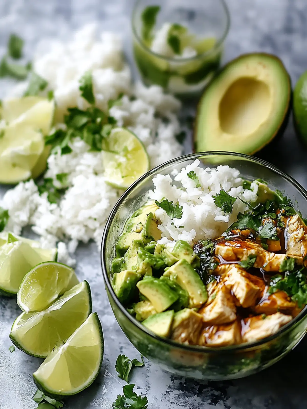Honig-Limetten-Hühnchen & Avocado-Reis-Bowl