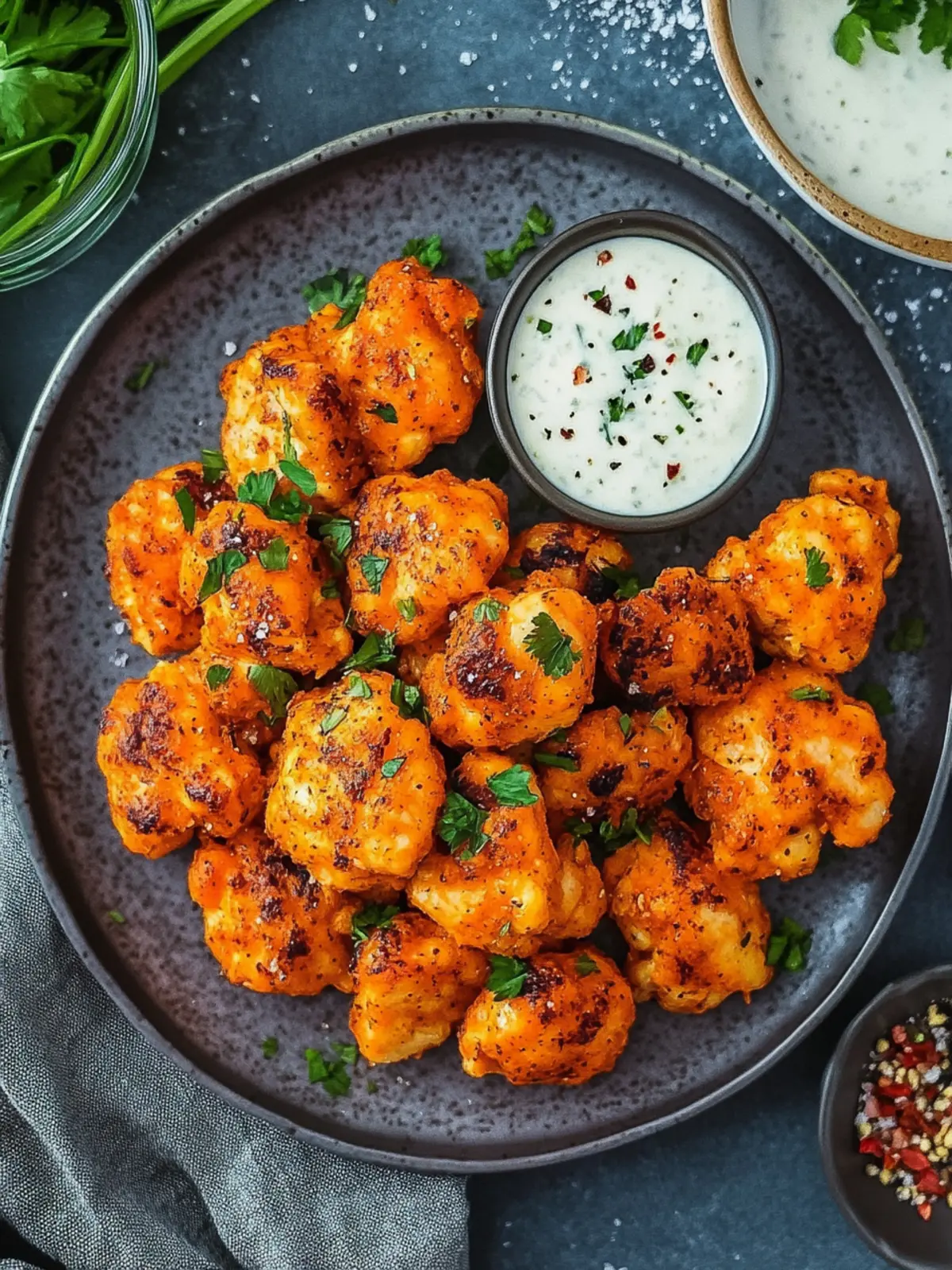 Vegane Buffalo Blumenkohlflügel
